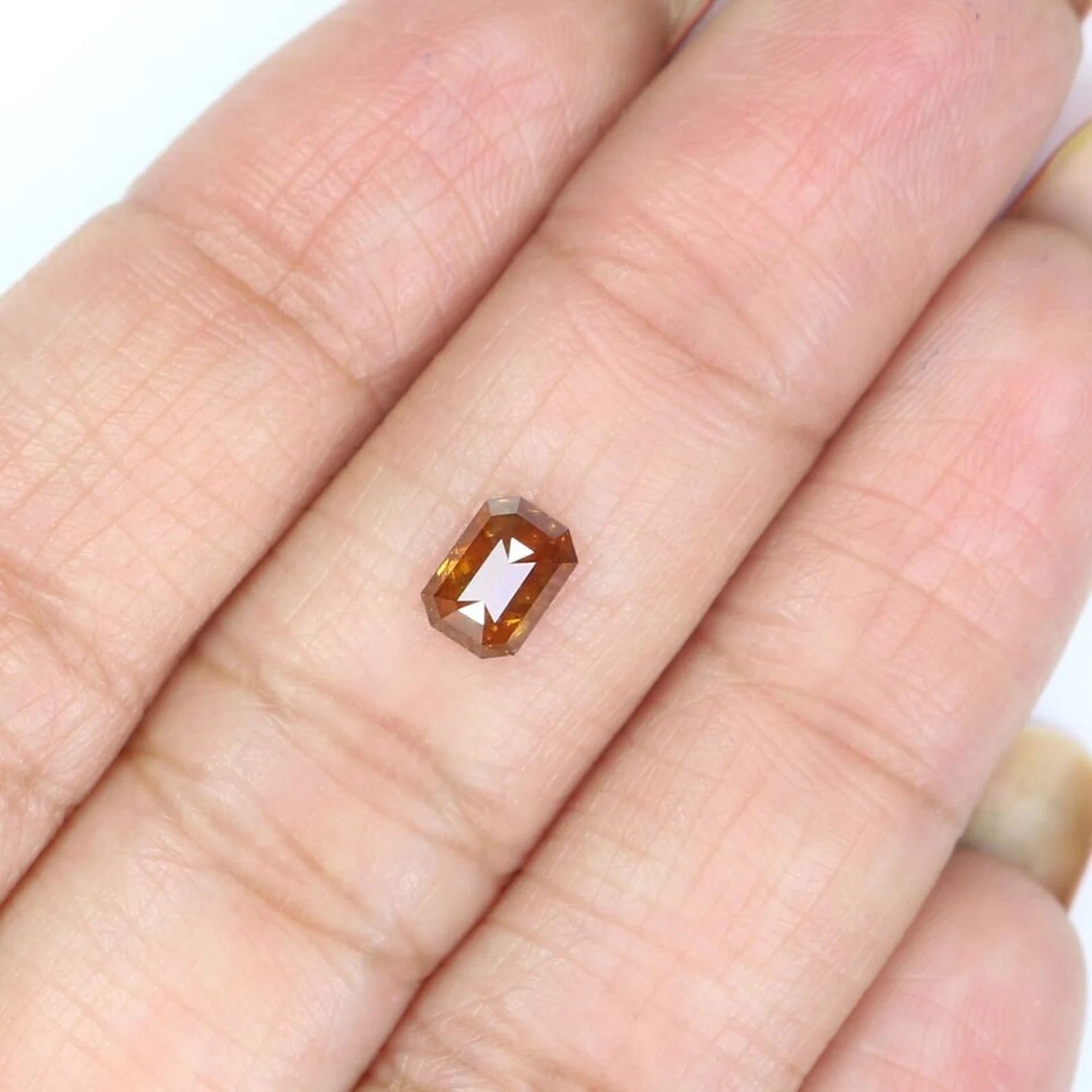 0.73 CT Natural Loose Emerald Shape Diamond Brown Color Emerald Cut Diamond 5.95 MM Natural Loose Brown Color Emerald Rose Cut Diamond NQ988