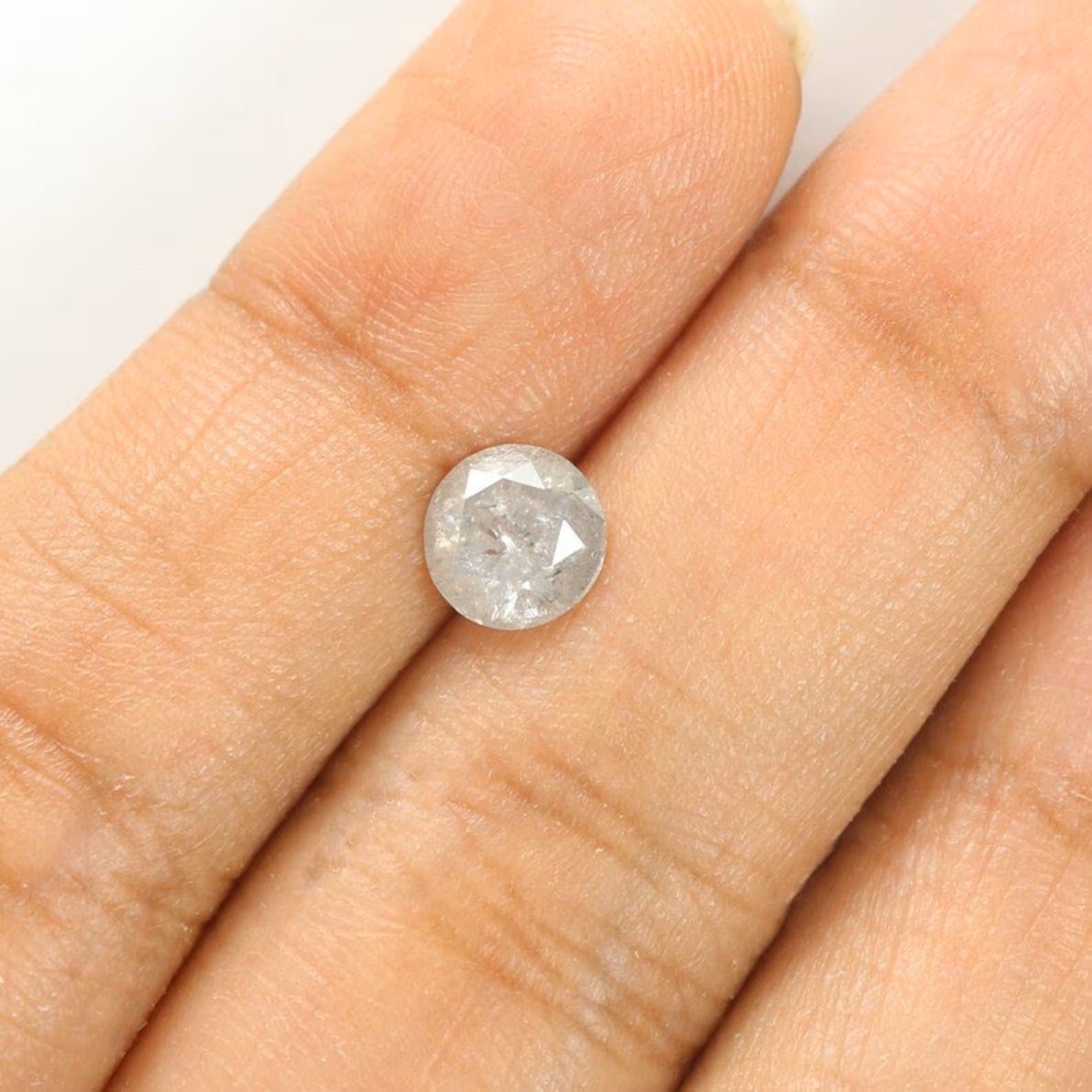 0.98 CT Natural Loose Round Shape Diamond White Milky Grey Color Round Cut Diamond 6.40 MM Natural Loose Round Brilliant Cut Diamond QN9104