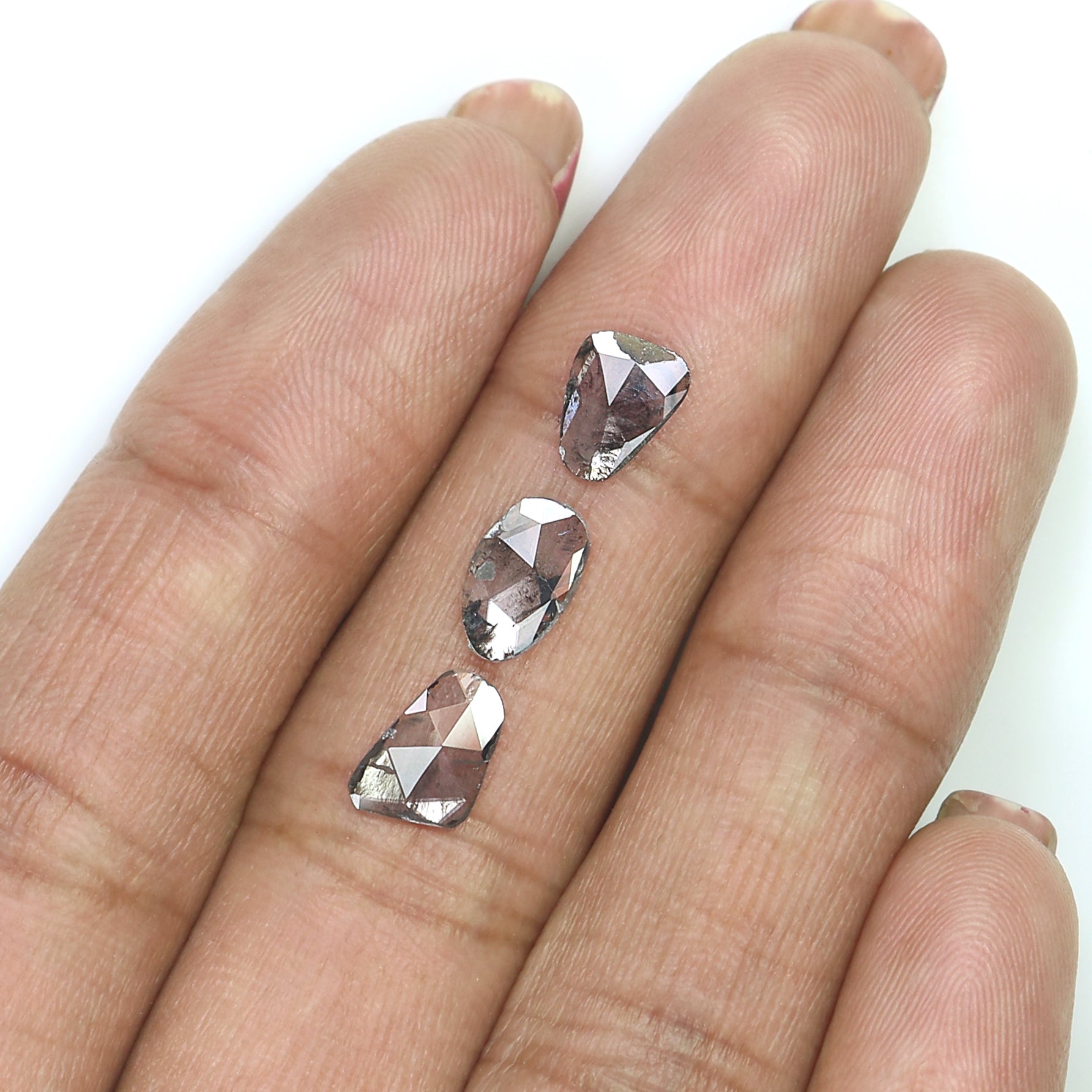 1.21 CT Natural Loose Slice Shape Diamond Salt And Pepper Slice Uncut Diamond 8.65 MM Natural Black Grey Diamond Irregular Cut Diamond L3590