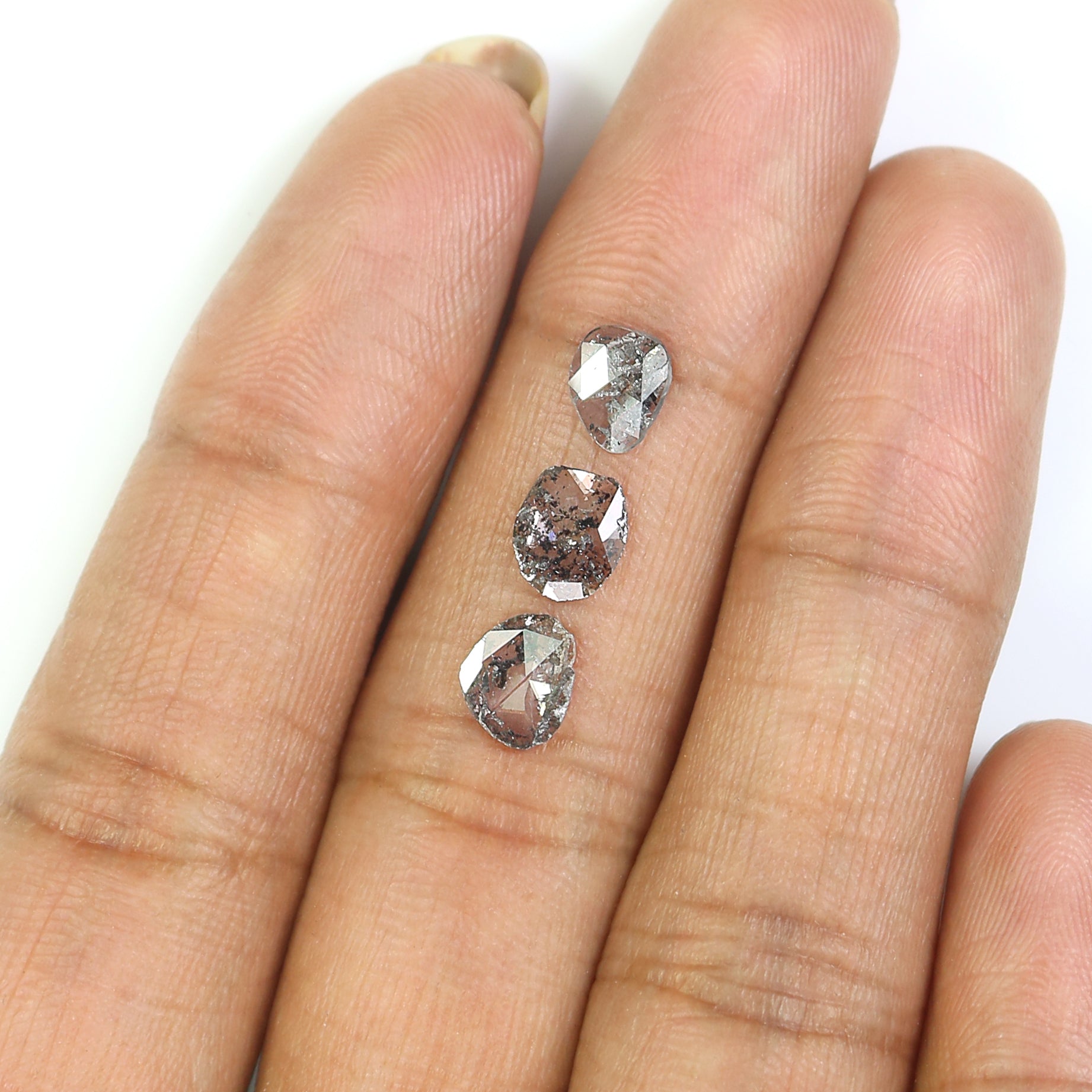 1.02 CT Natural Loose Slice Shape Diamond Salt And Pepper Slice Uncut Diamond 6.80 MM Natural Black Grey Diamond Irregular Cut Diamond L3560