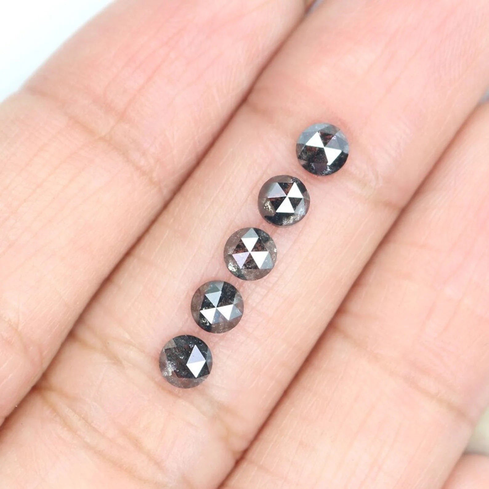 1.29 CT Natural Loose Round Shape Diamond Salt And Pepper Round Cut Diamond 3.70 MM Natural Black Gray Color Round Rose Cut Diamond NQ2070