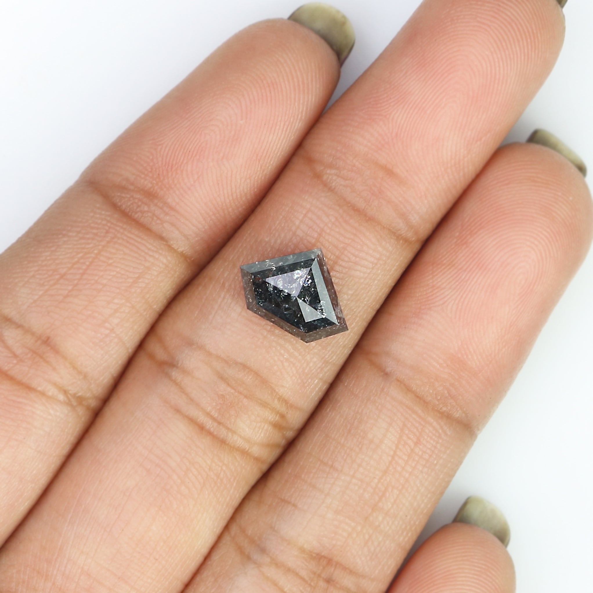 2.05 Ct Natural Loose Shield Shape Diamond Salt And Pepper Shield Cut Diamond 7.50 MM Natural Black Gray Color Shield Rose Cut Diamond LC20