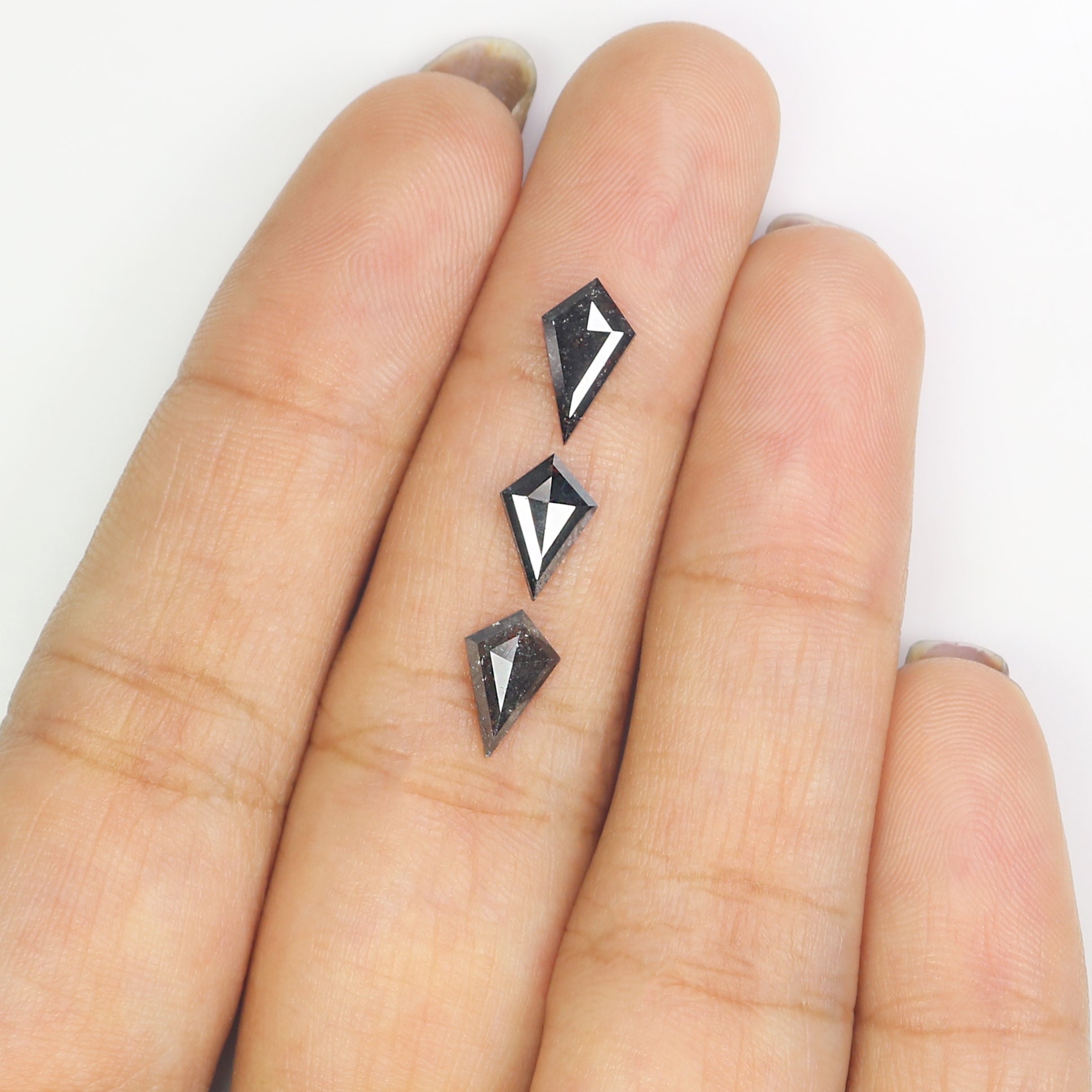 1.53 CT Natural Loose Kite Shape Diamond Salt And Pepper Kite Cut Diamond 9.45 MM Natural Black Grey Color Kite Rose Cut Diamond L3440