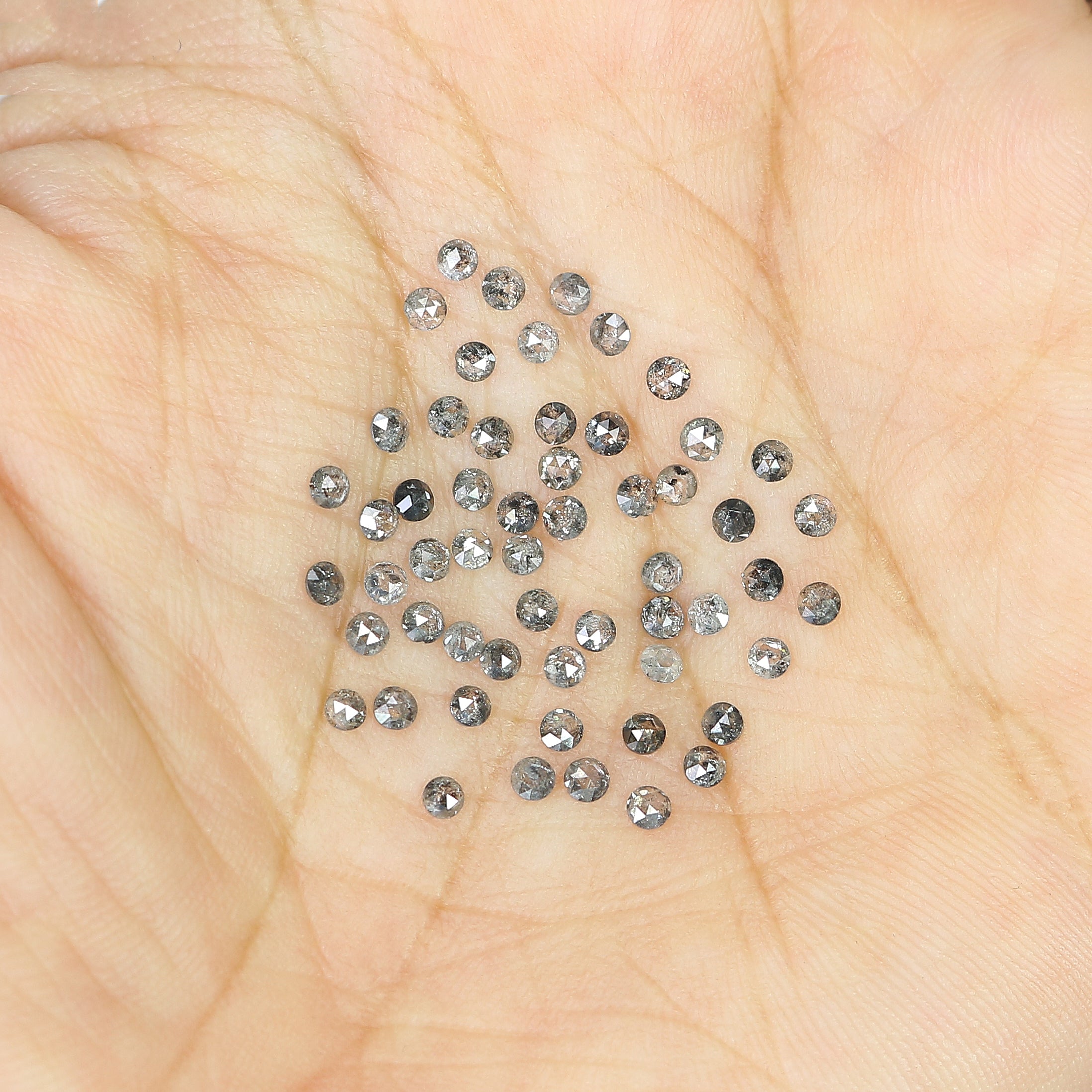 2.00 Ct Natural Loose Round Cut Diamond Salt And Pepper Diamond 1.90 MM Natural Loose Diamond Black Grey Color Round Rose Cut Diamond LQ3034