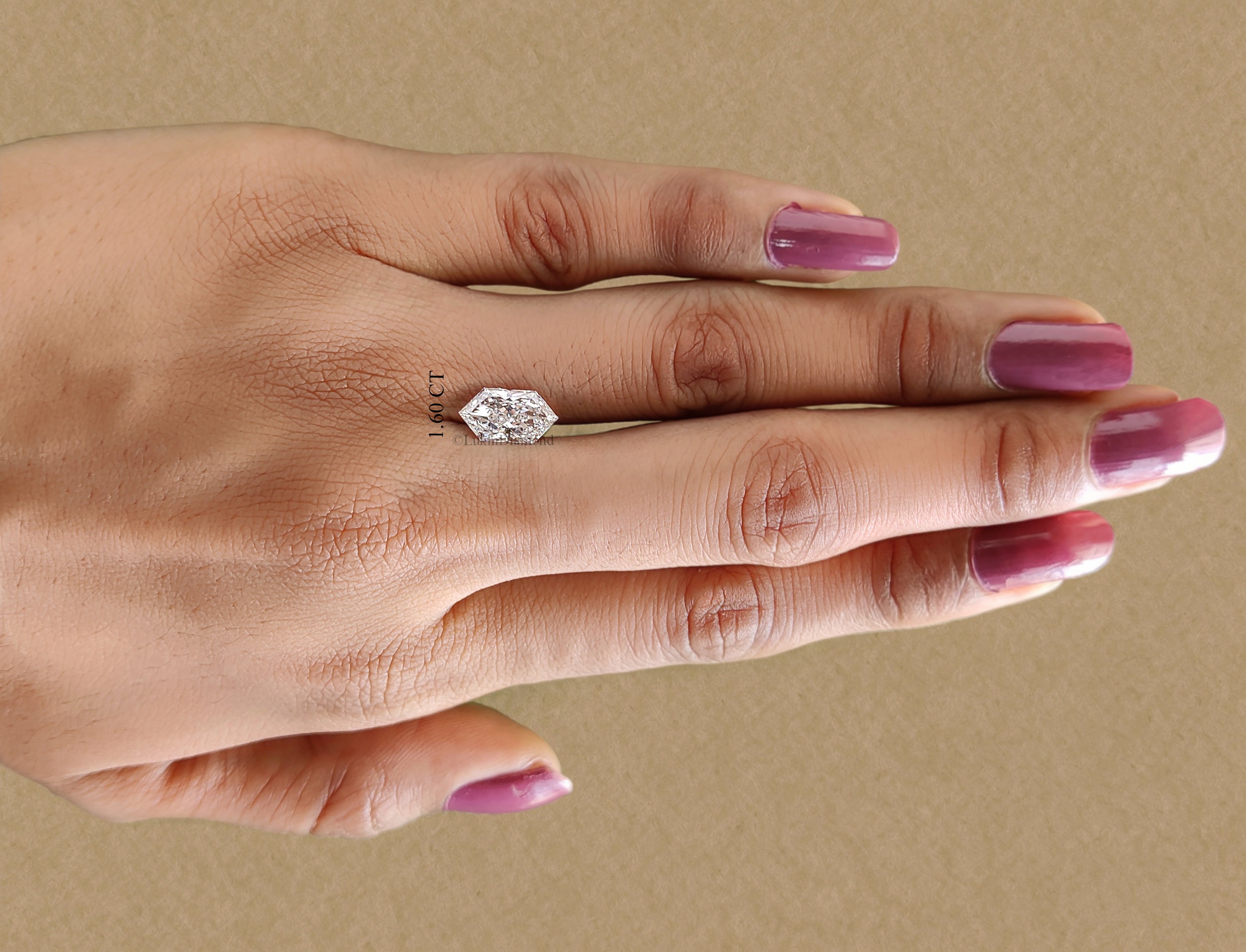 Lab Grown Hexagonal Cut Diamond, Modified Brilliant Cut Loose CVD Diamond, White Colorless Stone for Antique Style Engagement Ring Q204