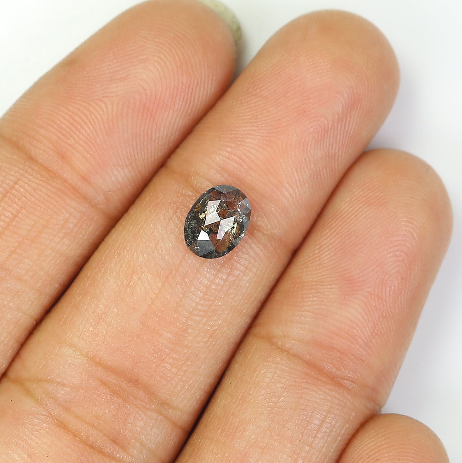 0.78 CT Natural Loose Oval Shape Diamond Salt And Pepper Oval Cut Diamond 7.00 MM Black Grey Color Oval Shape Rose Cut Diamond QL2092