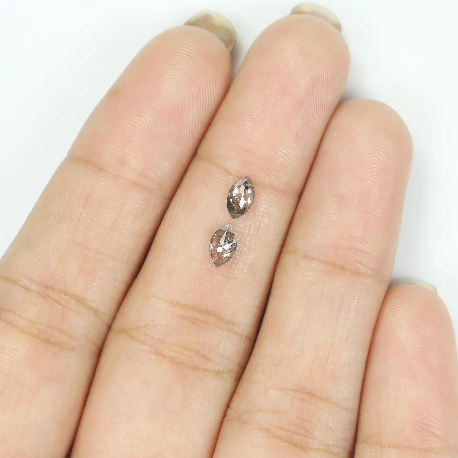 0.49 CT Natural Loose Marquise Shape Pair Diamond Salt And Pepper Marquise Diamond 5.50 MM Black Grey Color Marquise Rose Cut Diamond NQ2110