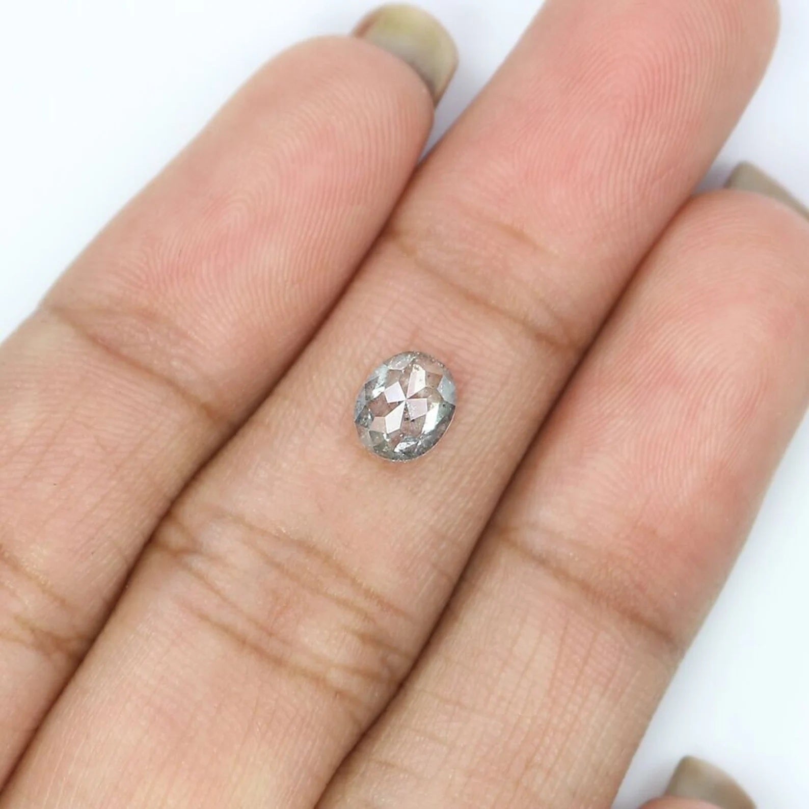 0.65 Ct Natural Loose Oval Shape Diamond Salt And Pepper Oval Diamond 6.10 MM Natural Loose Black Grey Color Oval Rose Cut Diamond NQ964