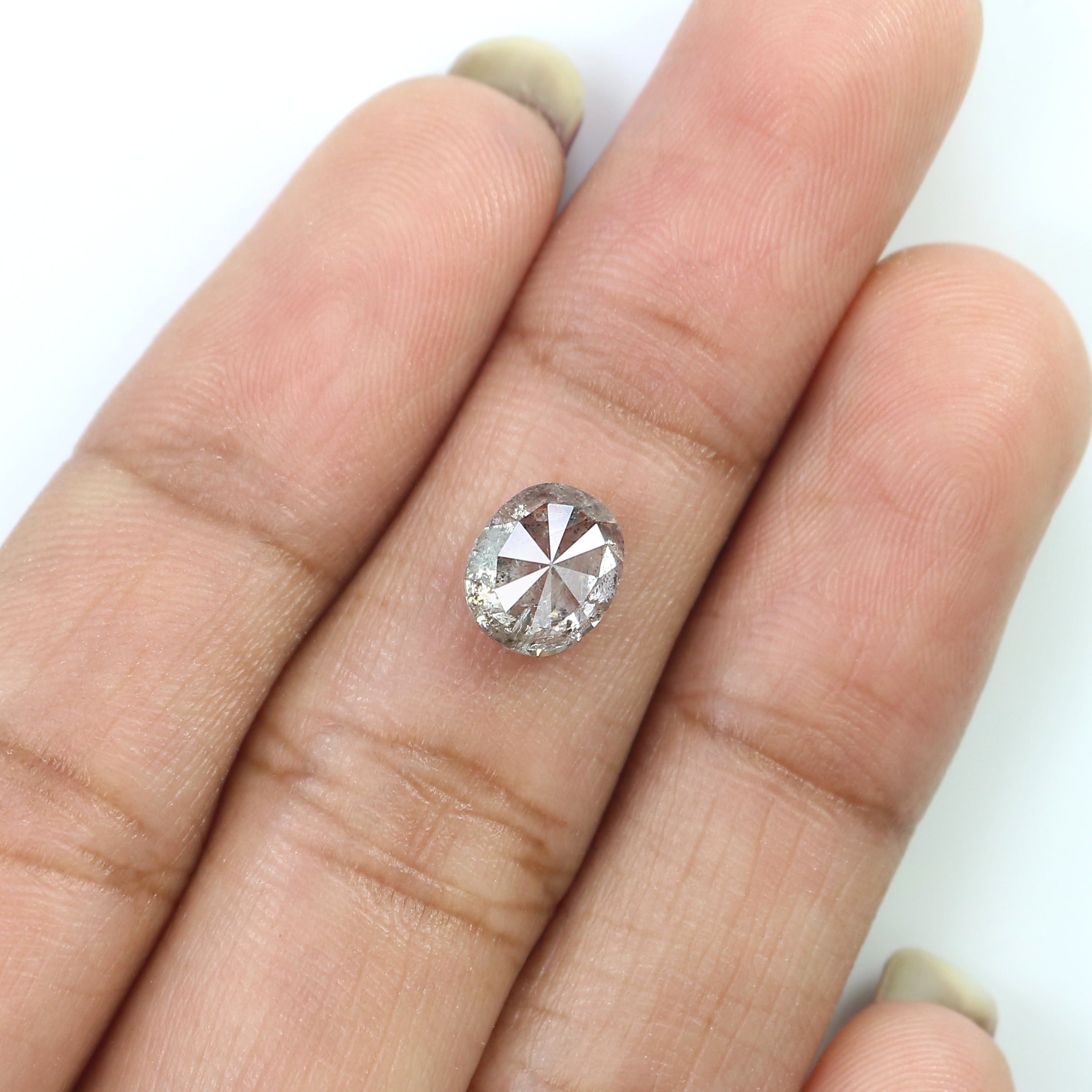 1.59 Ct Natural Loose Oval Shape Diamond Salt And Pepper Oval Cut Diamond 7.25 MM Natural Loose Black Grey Color Oval Rose Cut Diamond LC41