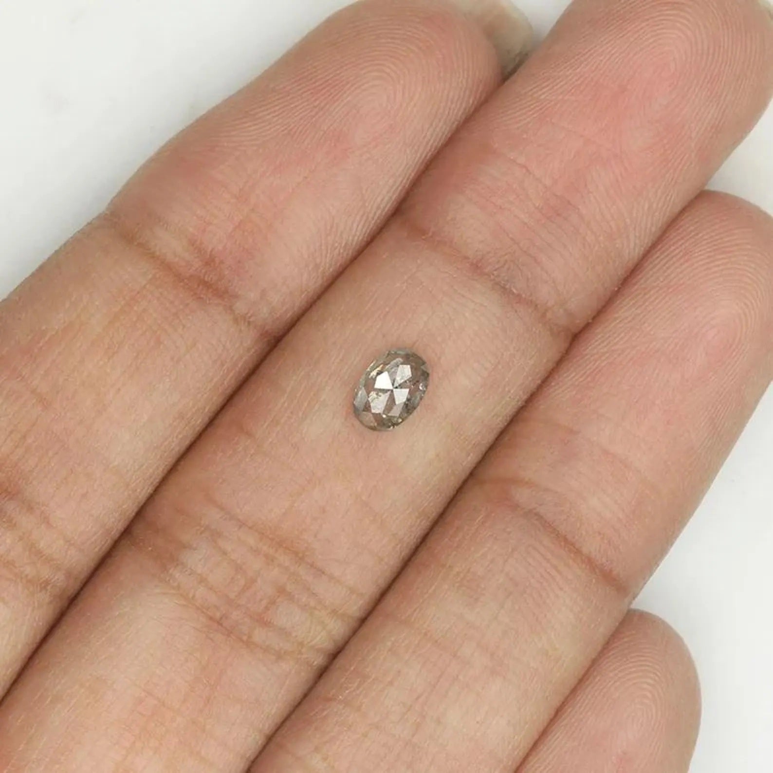 0.37 CT Natural Loose Oval Shape Diamond Salt And Pepper Oval Diamond 5.30 MM Natural Loose Black Grey Color Oval Rose Cut Diamond NQ1146