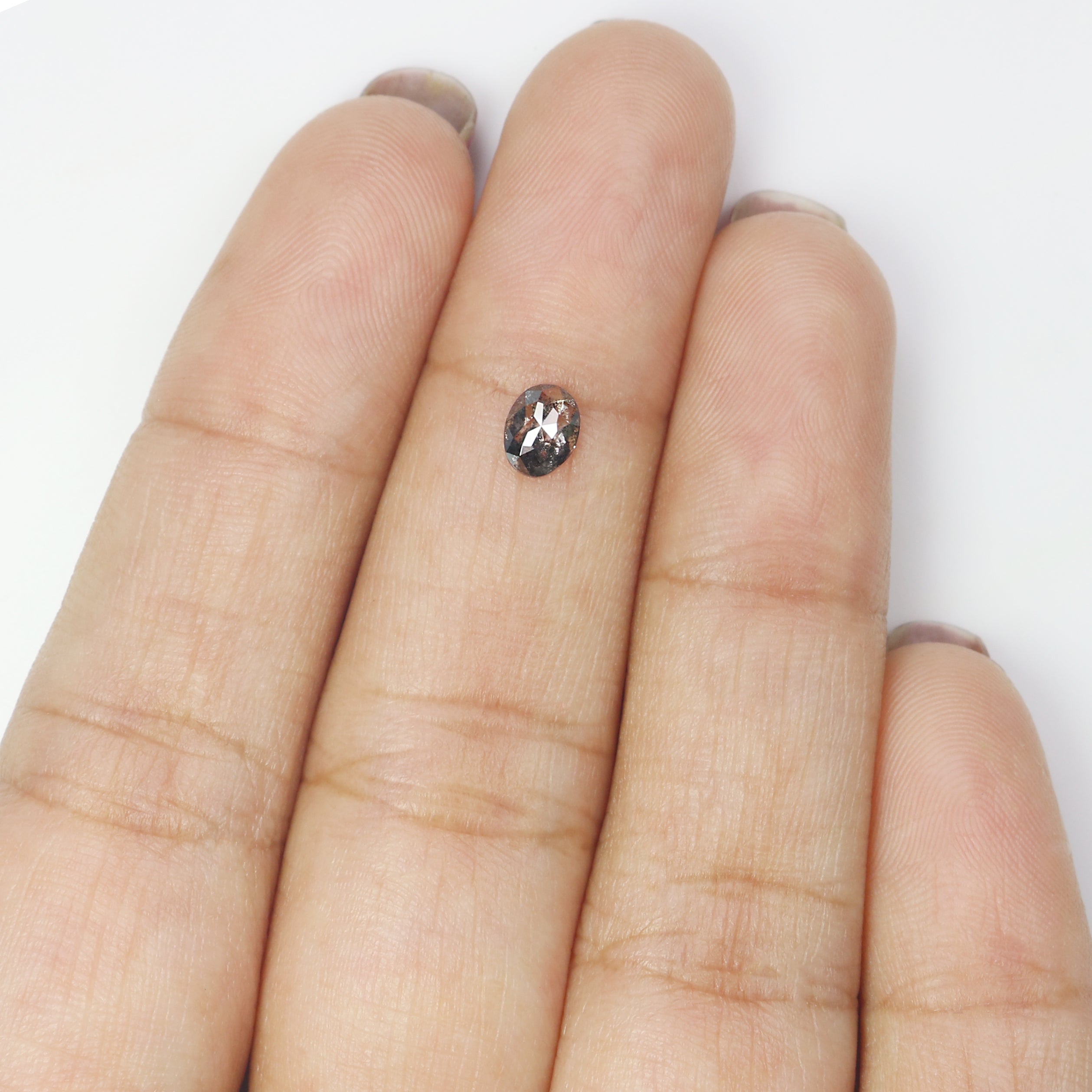 0.39 CT Natural Loose Oval Shape Diamond Salt And Pepper Oval Diamond 5.25 MM Natural Loose Black Grey Color Oval Rose Cut Diamond LQ8987