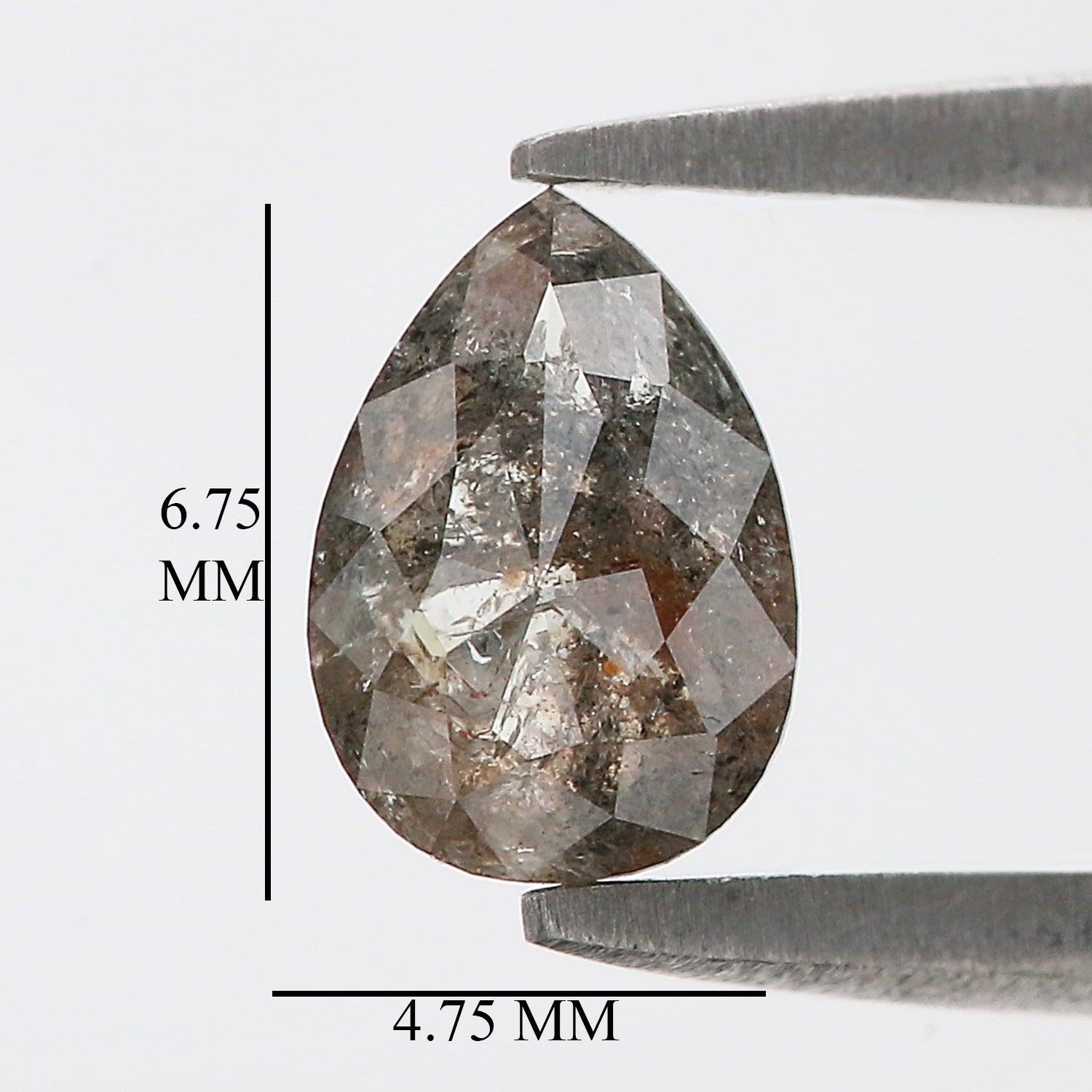 0.61 CT Natural Loose Pear Shape Diamond Grey Color Pear Cut Diamond 6.75 MM Natural Loose Brown Color Diamond Pear Rose Cut Diamond KQ2332