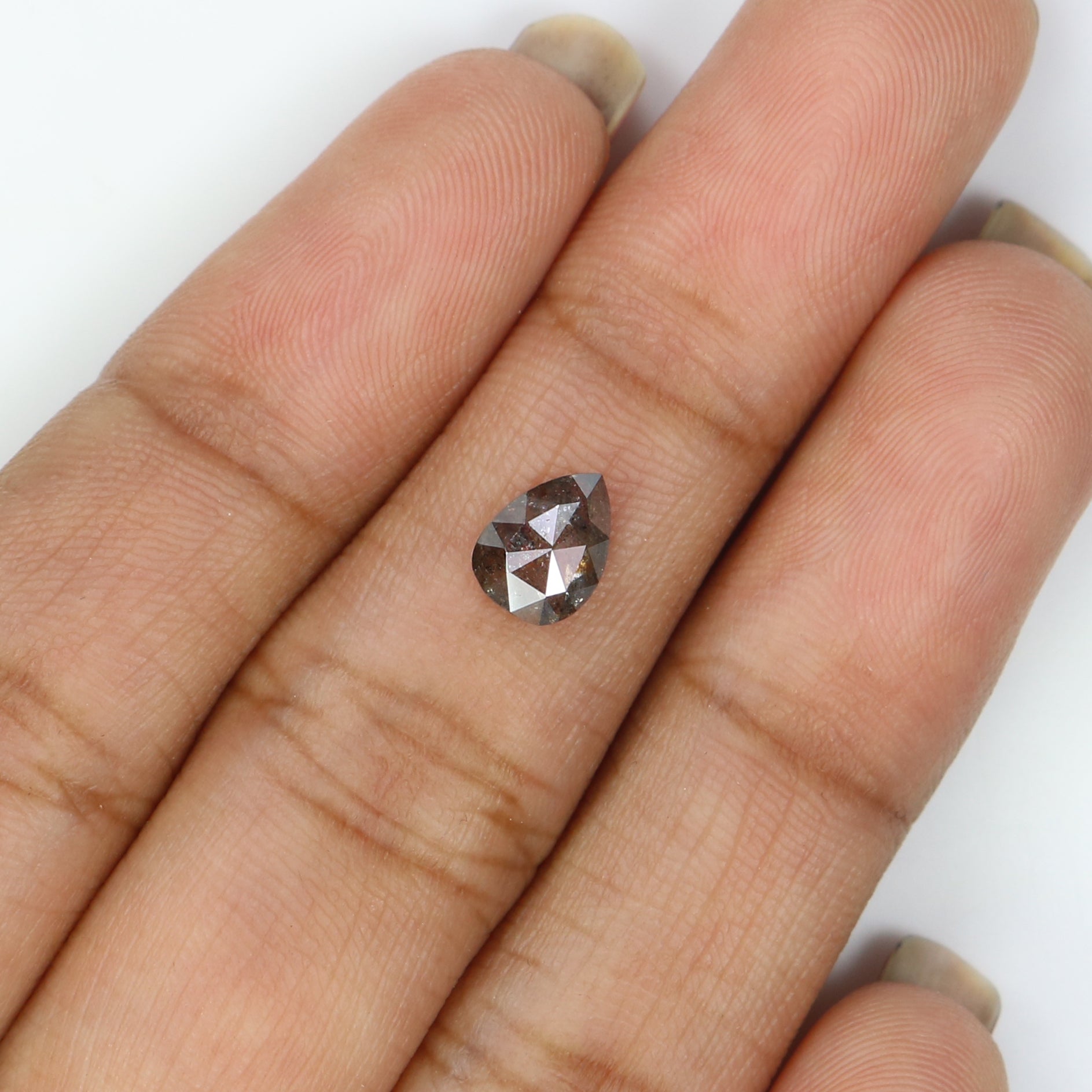 Natural Loose Pear Diamond, Salt And Pepper Pear Diamond, Natural Loose Diamond, Pear Rose Cut Diamond, 0.69 CT Pear Shape Diamond KR2677