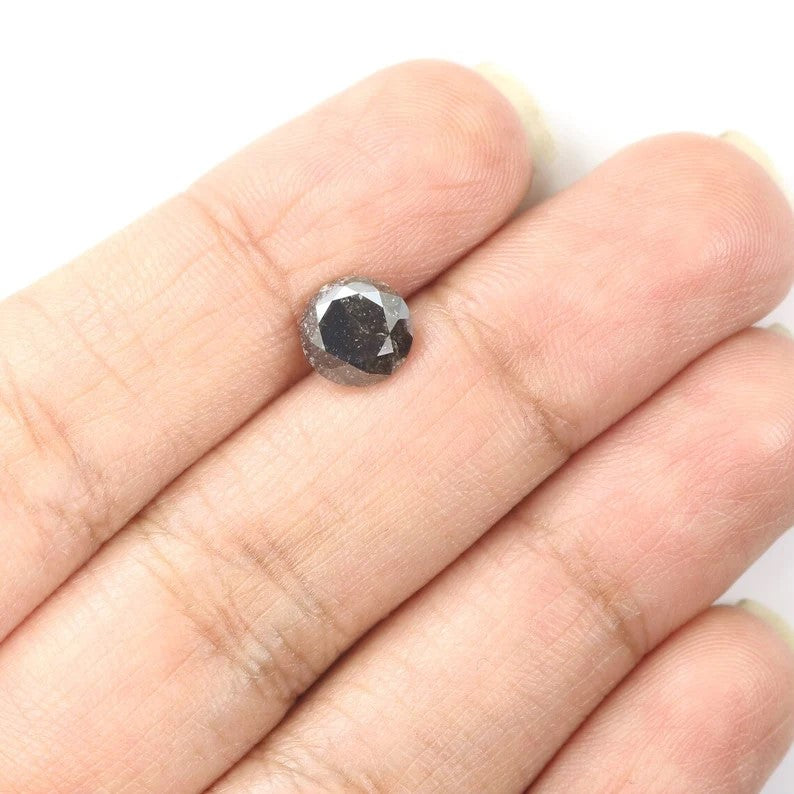 1.83 CT Natural Loose Round Cut Diamond Black Color Diamond 7.15 MM Natural Loose Diamond Black Color Round Brilliant Cut Diamond NQ488
