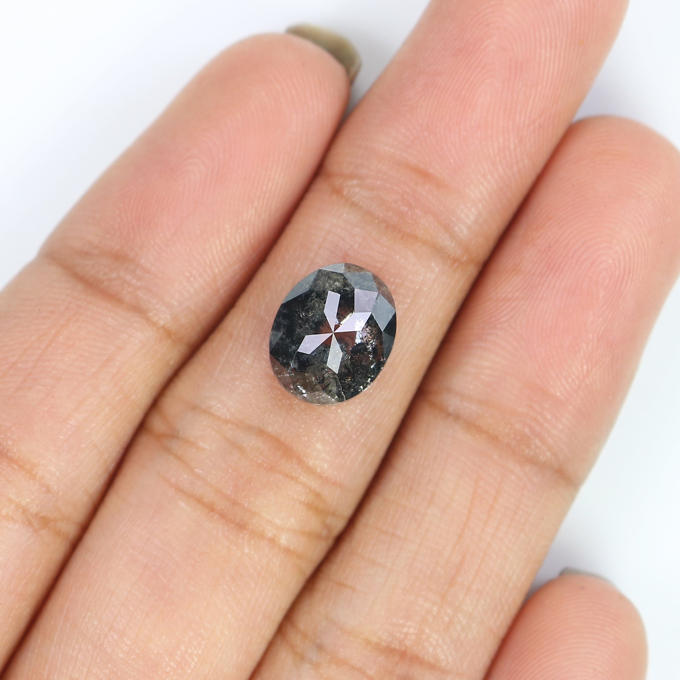 2.73 CT Natural Loose Oval Shape Diamond Salt And Pepper Oval Cut Diamond 9.65 MM Natural Loose Black Grey Color Oval Rose Cut Diamond LC25