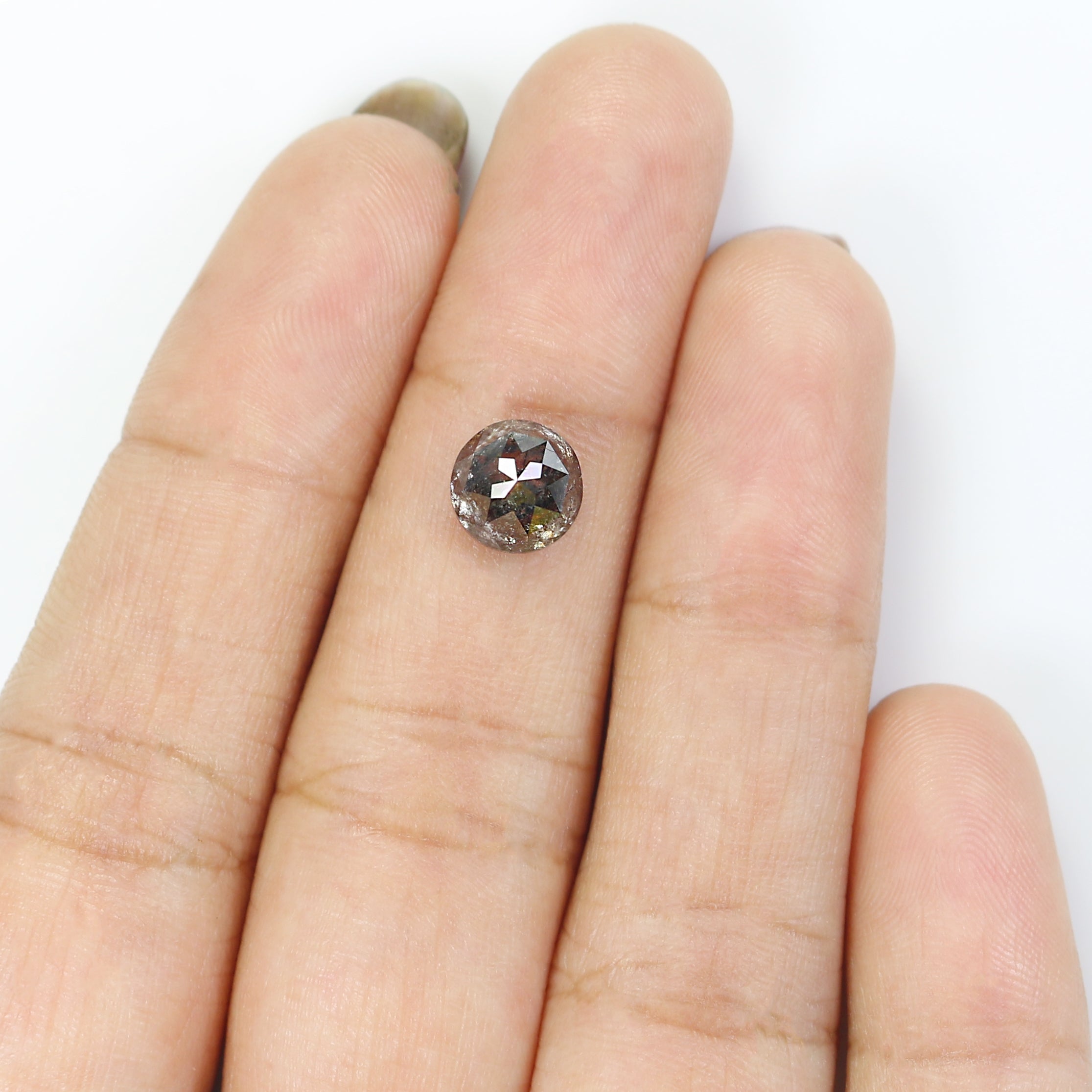 2.00 Ct Natural Loose Round Rose Cut Diamond Black Grey Color Rose Cut Diamond 7.20 MM Natural Loose Salt And Pepper Rose Cut Diamond QL674