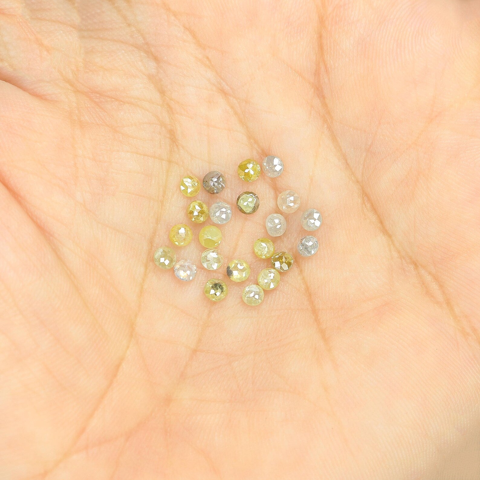2.22 CT Natural Loose Round Shape Diamond Yellow Color Round Cut Diamond 2.50 MM Natural Diamond Grey Color Round Rose Cut Diamond NQ1679