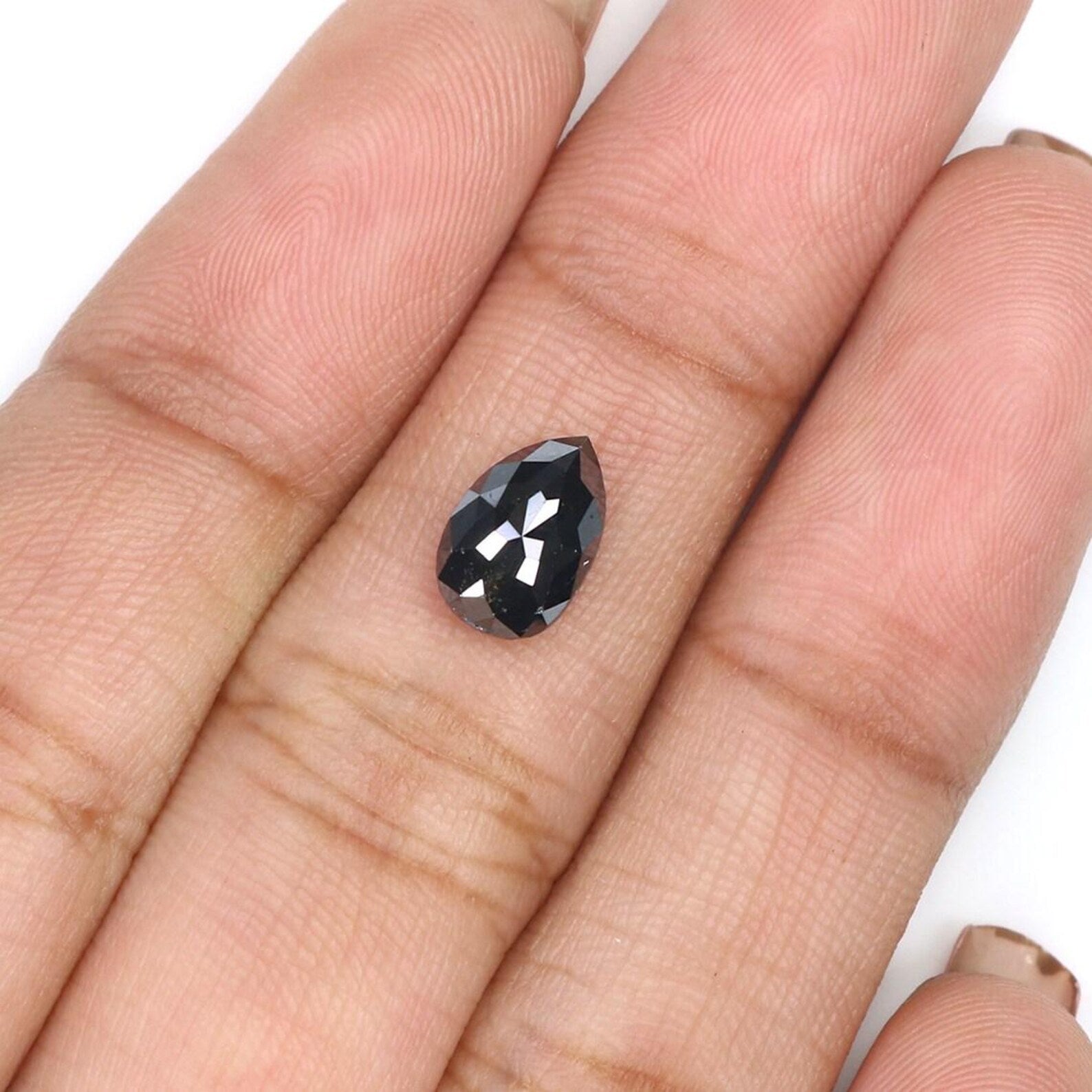 1.25 Ct Natural Loose Pear Shape Diamond Black Color Pear Cut Diamond 8.50 MM Natural Loose Diamond Black Color Pear Rose Cut Diamond NQ1931
