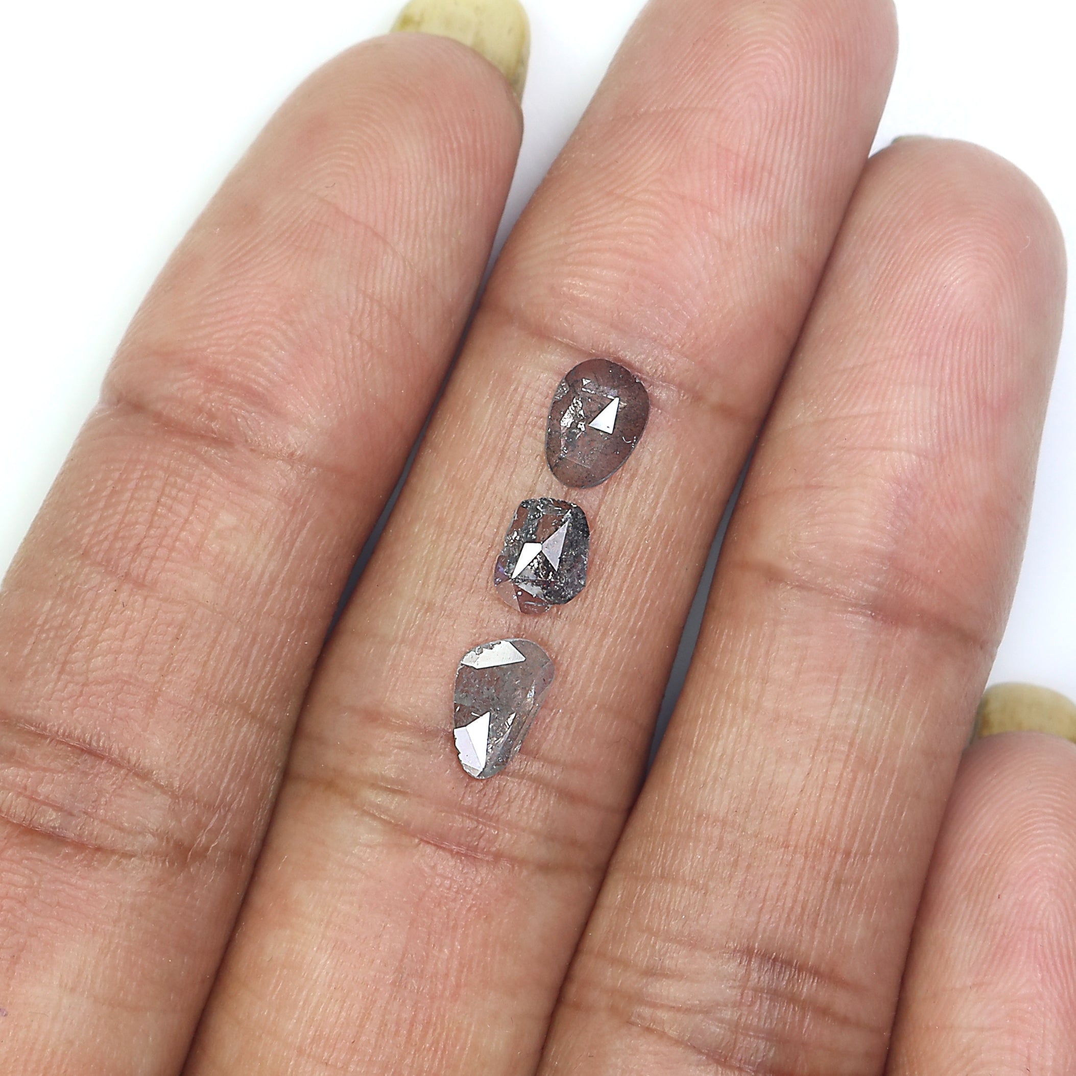 1.04 CT Natural Loose Slice Shape Diamond Salt And Pepper Slice Cut Diamond 5.70 MM Natural Black Grey Color Slice Rose Cut Diamond LQ1467