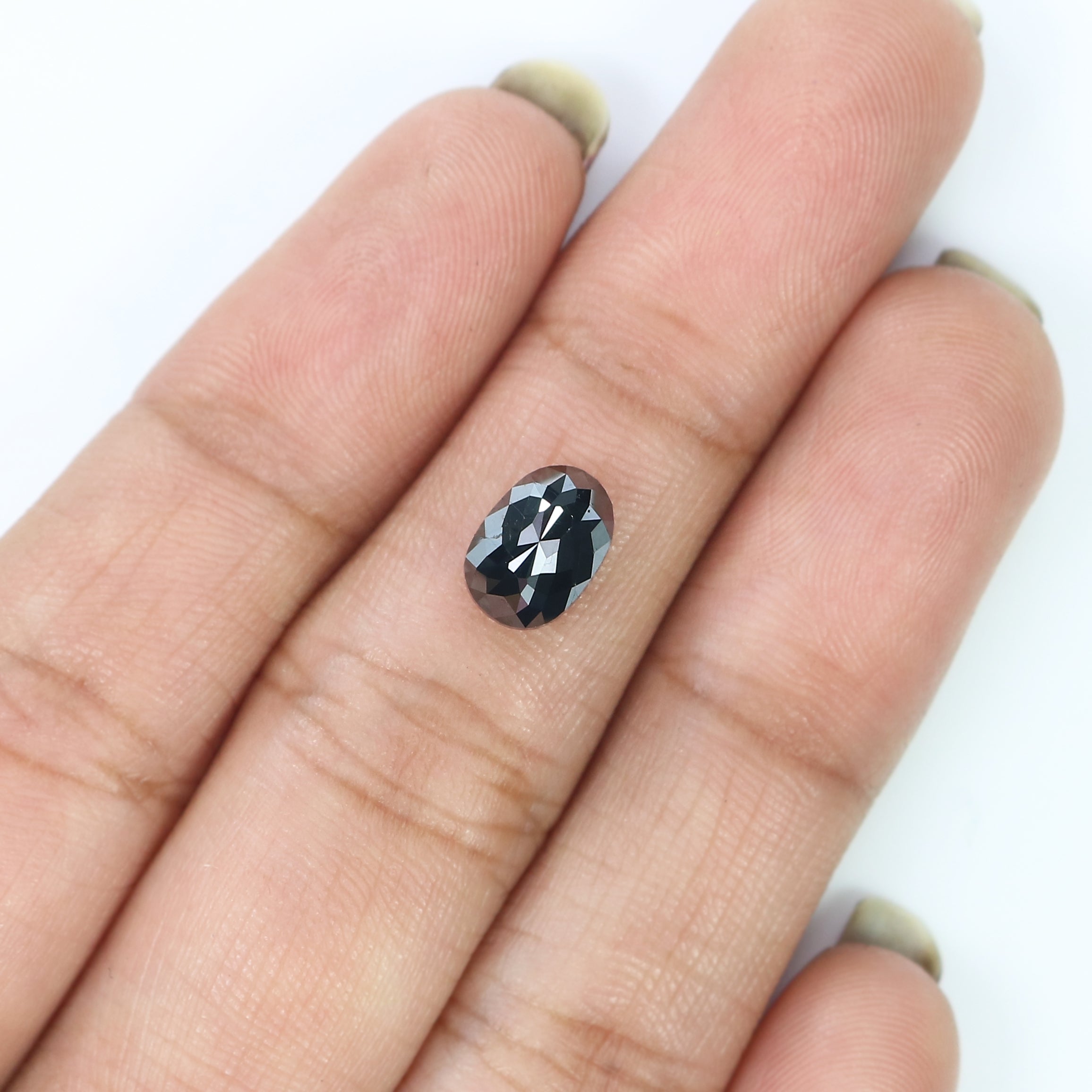 1.99 CT Natural Loose Oval Shape Diamond Black Oval Rose Cut Diamond 8.05 MM Natural Loose Black Color Oval Shape Rose Cut Diamond LC03