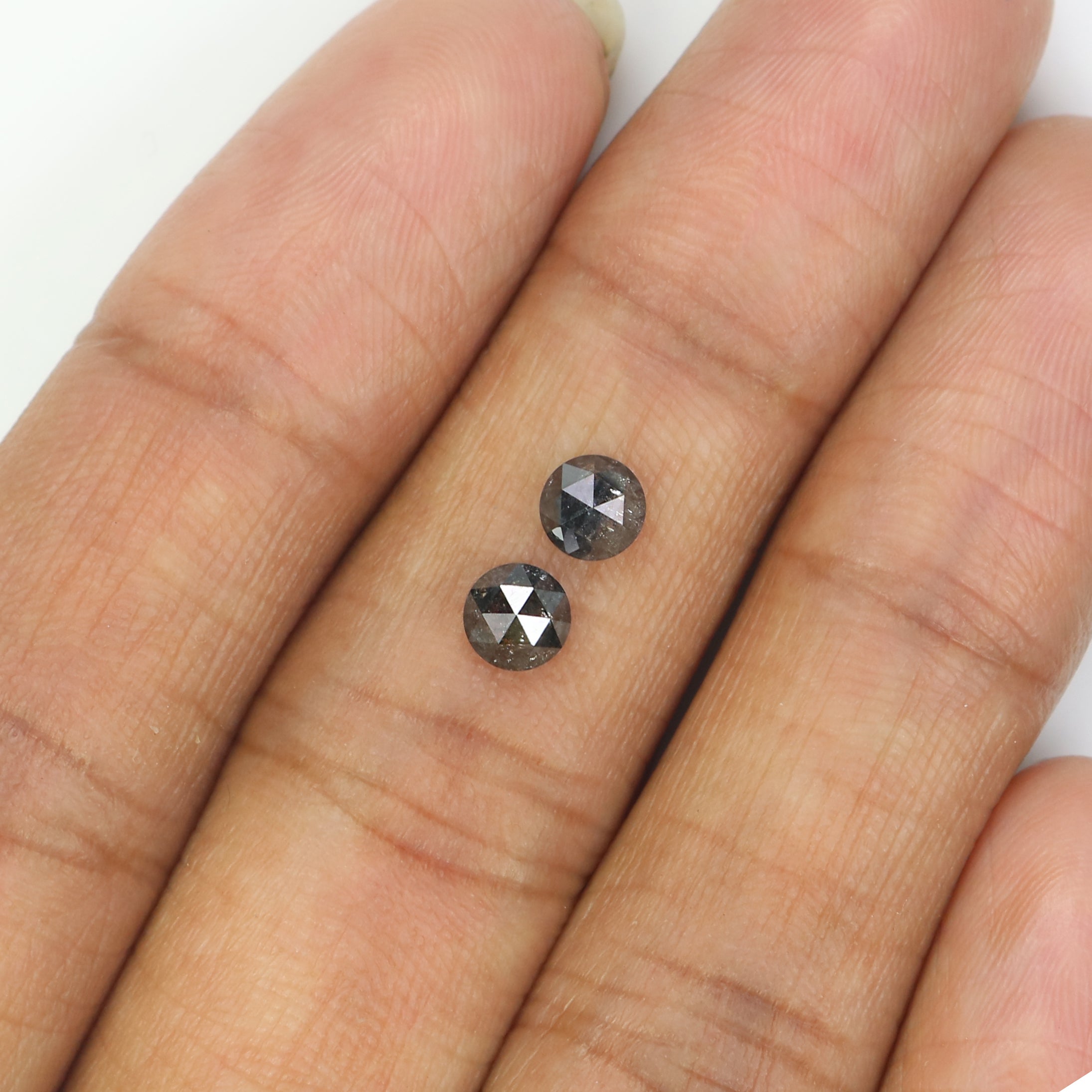 0.95 CT Natural Loose Round Rose Cut Diamond Salt And Pepper Round Shape Diamond 4.50 MM Black Grey Round Shape Rose Cut Diamond KQ2662