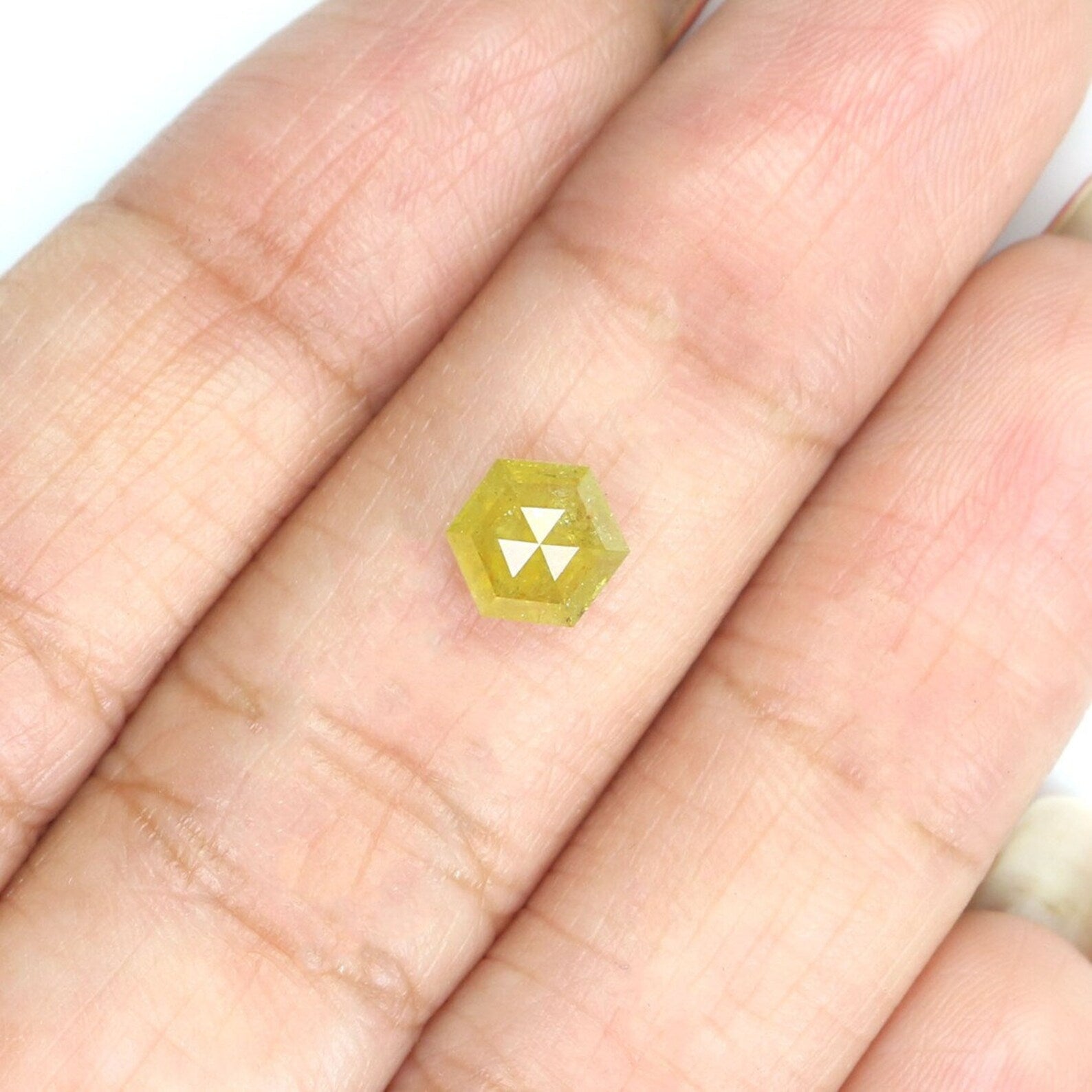 1.04 CT Natural Loose Hexagon Shape Diamond Yellow Color Hexagon Cut Diamond 6.70 MM Natural Loose Hexagon Shape Rose Cut Diamond NQ9891