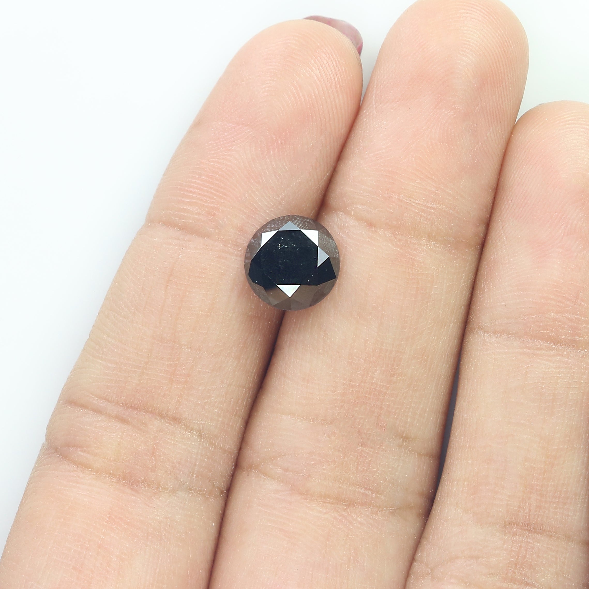 2.98 Ct Natural Loose Round Shape Diamond Black Color Round Cut Diamond 8.15 MM Natural Black Diamond Round Brilliant Cut Diamond LQ407