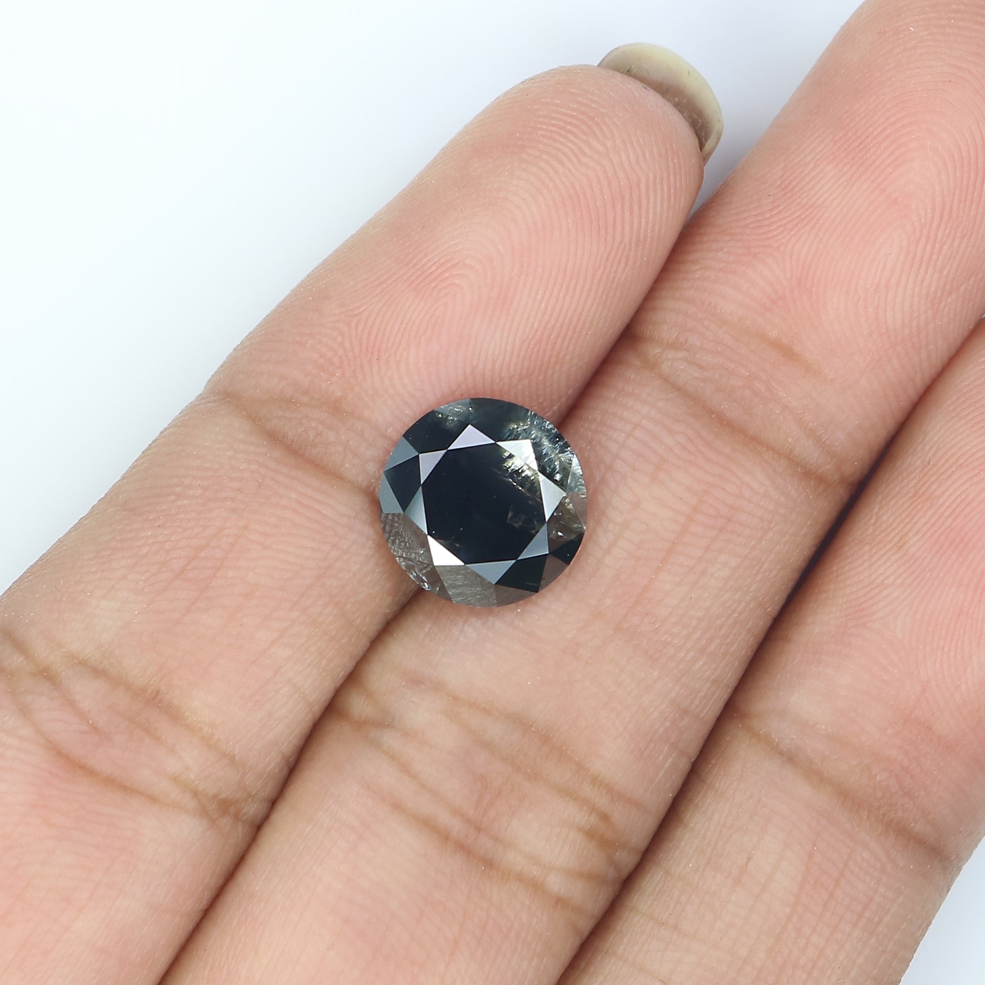 2.93 CT Natural Loose Round Shape Diamond Black Grey Color Round Shape Diamond 9.00 MM Salt And Pepper Round Brilliant Cut Diamond QL389