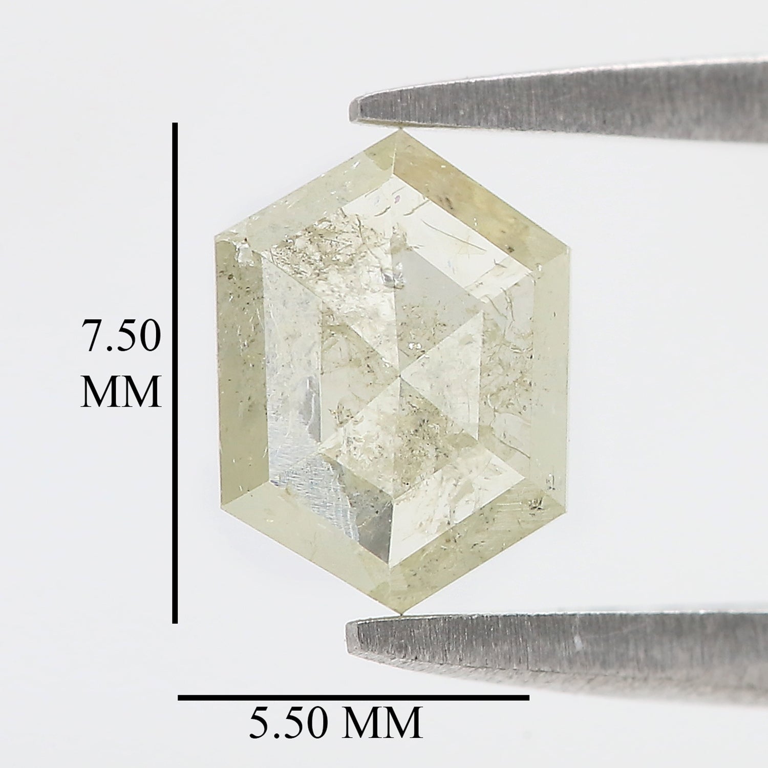 0.75 Ct Natural Loose Hexagon Shape Diamond Grey Hexagon Diamond 7.50 MM Natural Loose Grey Color Diamond Hexagon Rose Cut Diamond QK2097