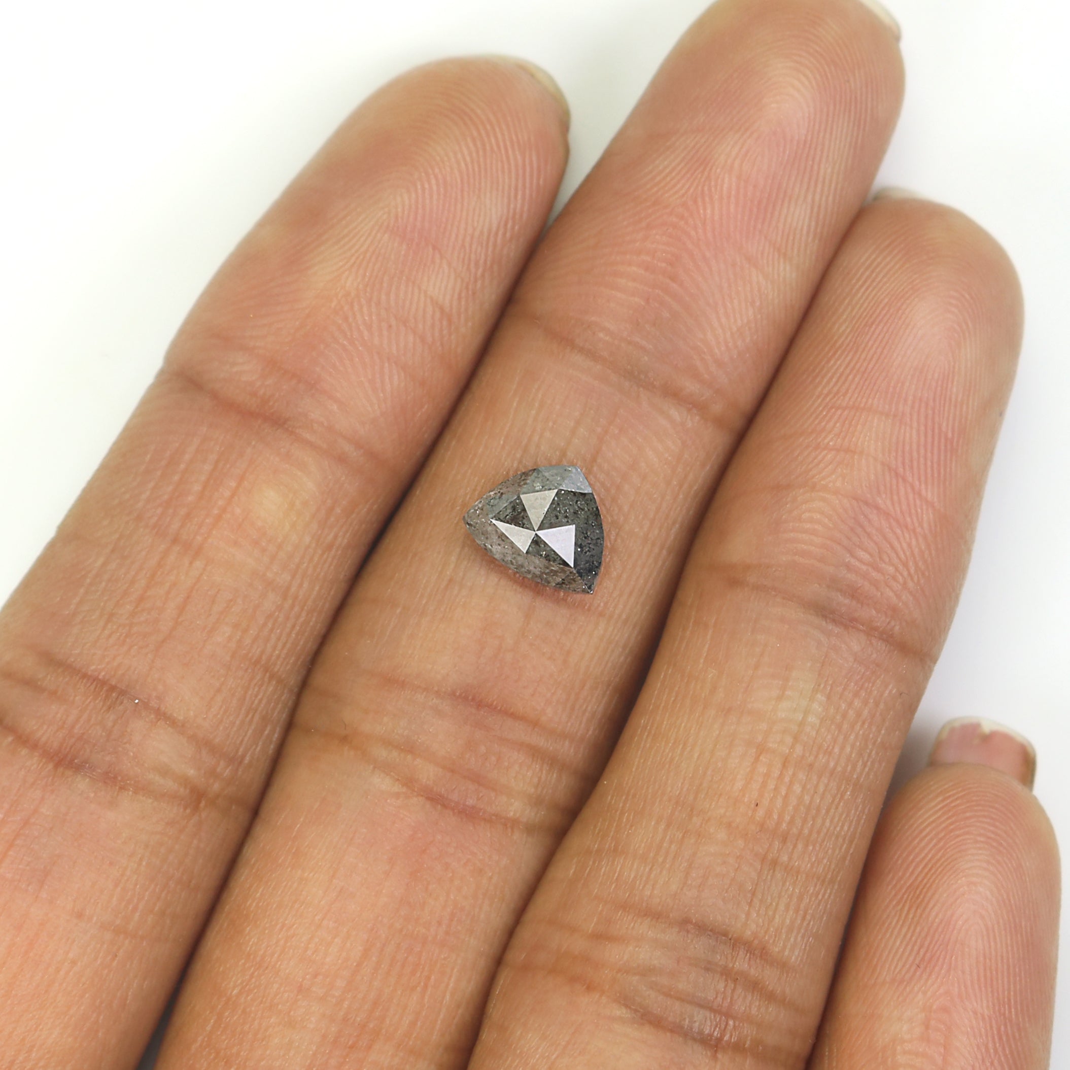 1.16 CT Natural Loose Triangle Shape Diamond Salt And Pepper Triangle Cut Diamond 6.35 MM Natural Black Grey Color Triangle Diamond L3500