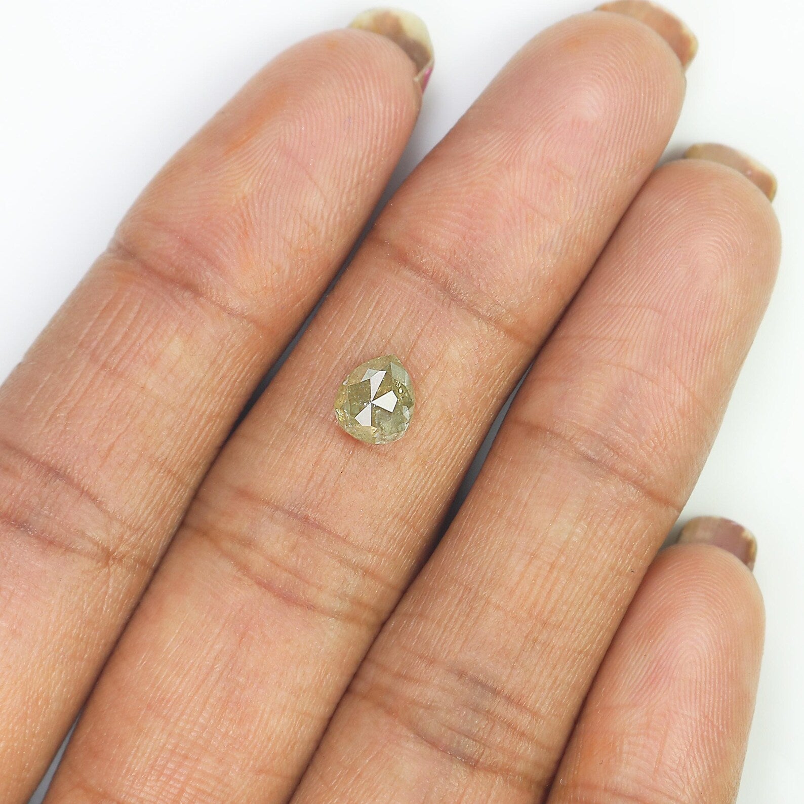 1.09 CT Natural Loose Pear Shape Diamond Yellow Grey Color Pear Cut Diamond 6.50 MM Natural Loose Diamond Pear Rose Cut Diamond QN7232