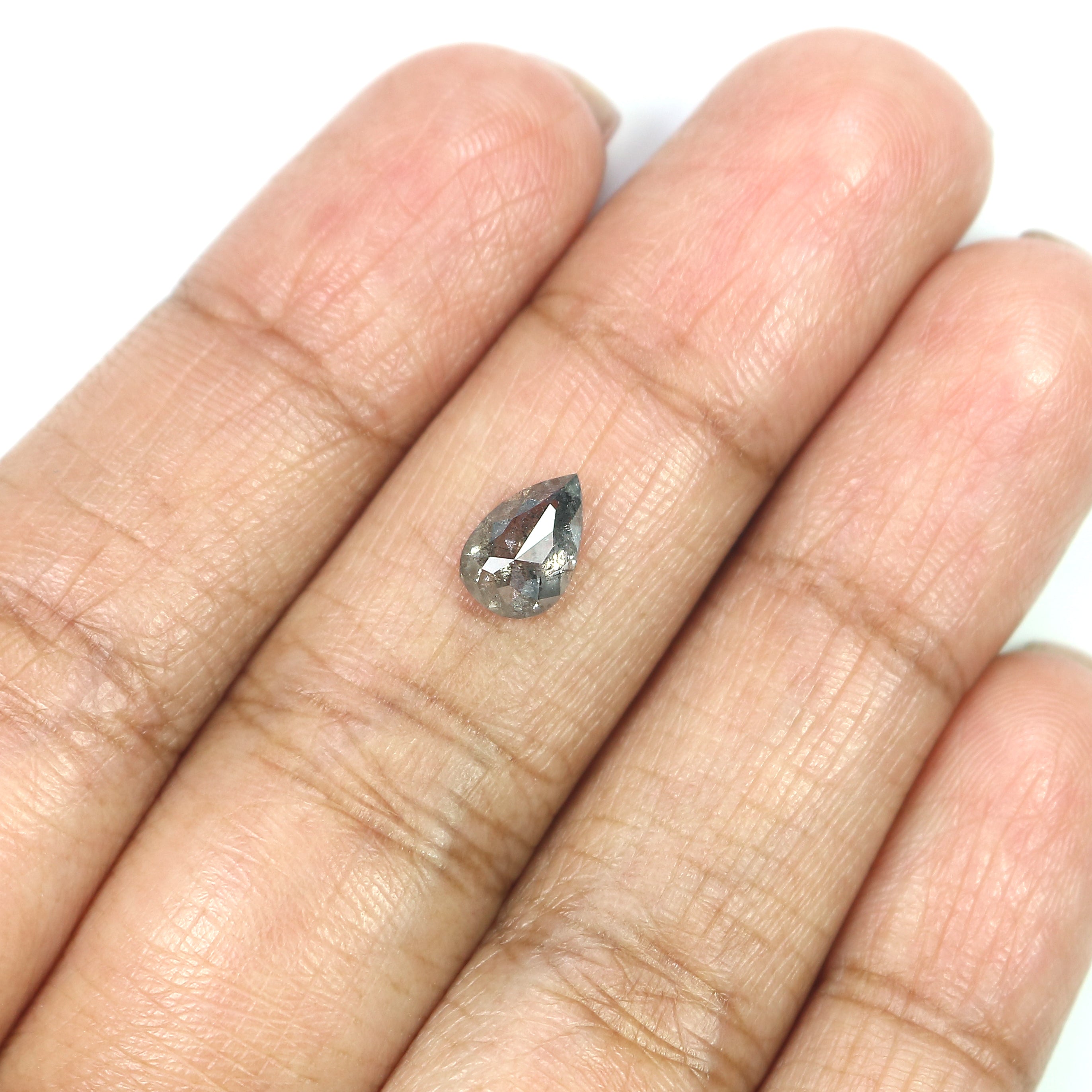 1.03 CT Natural Loose Pear Shape Diamond Salt And Pepper Pear Diamond 7.65 MM Natural Loose Black Grey Color Pear Rose Cut Diamond LQ3349