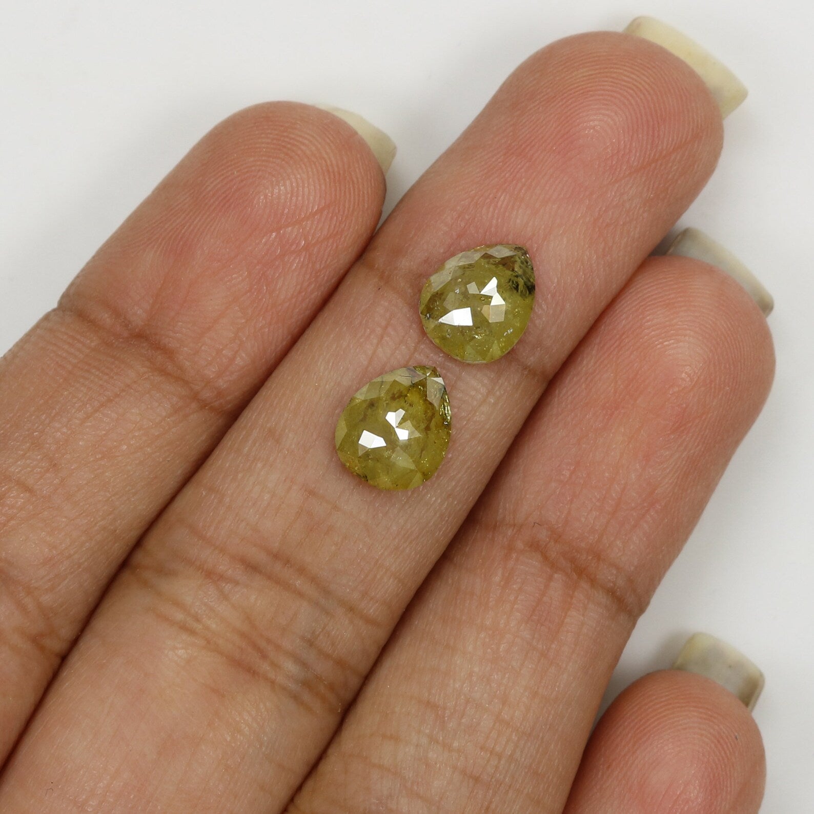 2.37 CT Natural Loose Pear Cut Pair Diamond Yellow Color Pear Shape Diamond 8.30 MM Natural Loose Diamond Pear Pair Rose Cut Diamond KDN7027