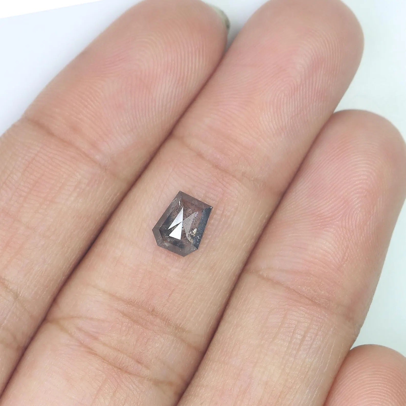 0.96 CT Natural Loose Coffin Shape Diamond Salt And Pepper Coffin Cut Diamond 6.25 MM Black Grey Color Coffin Shape Rose Cut Diamond QN1097