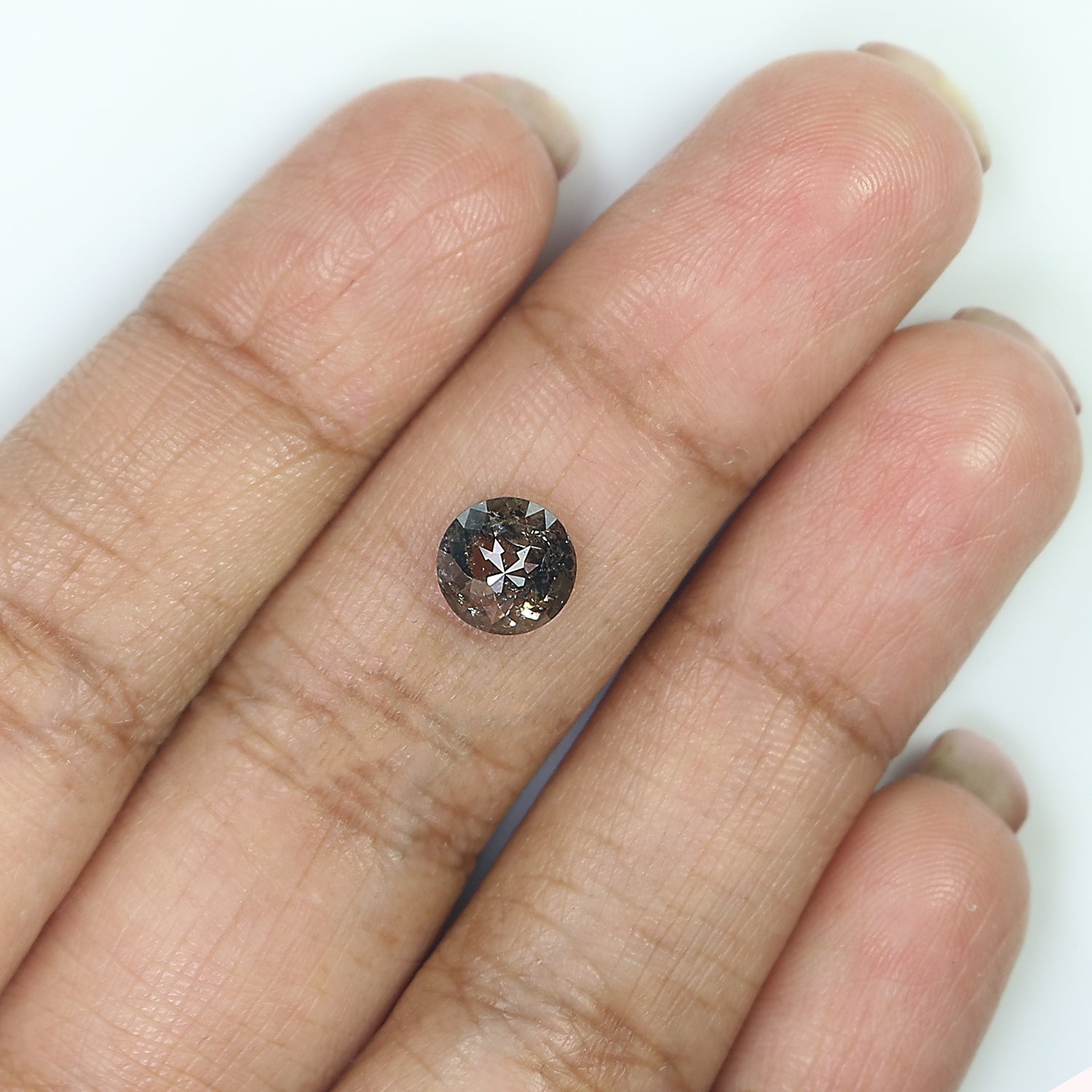 1.60 CT Natural Loose Round Rose Cut Diamond Salt And Pepper Round Diamond 7.05 MM Natural Loose Brown Color Round Rose Cut Diamond QL9058