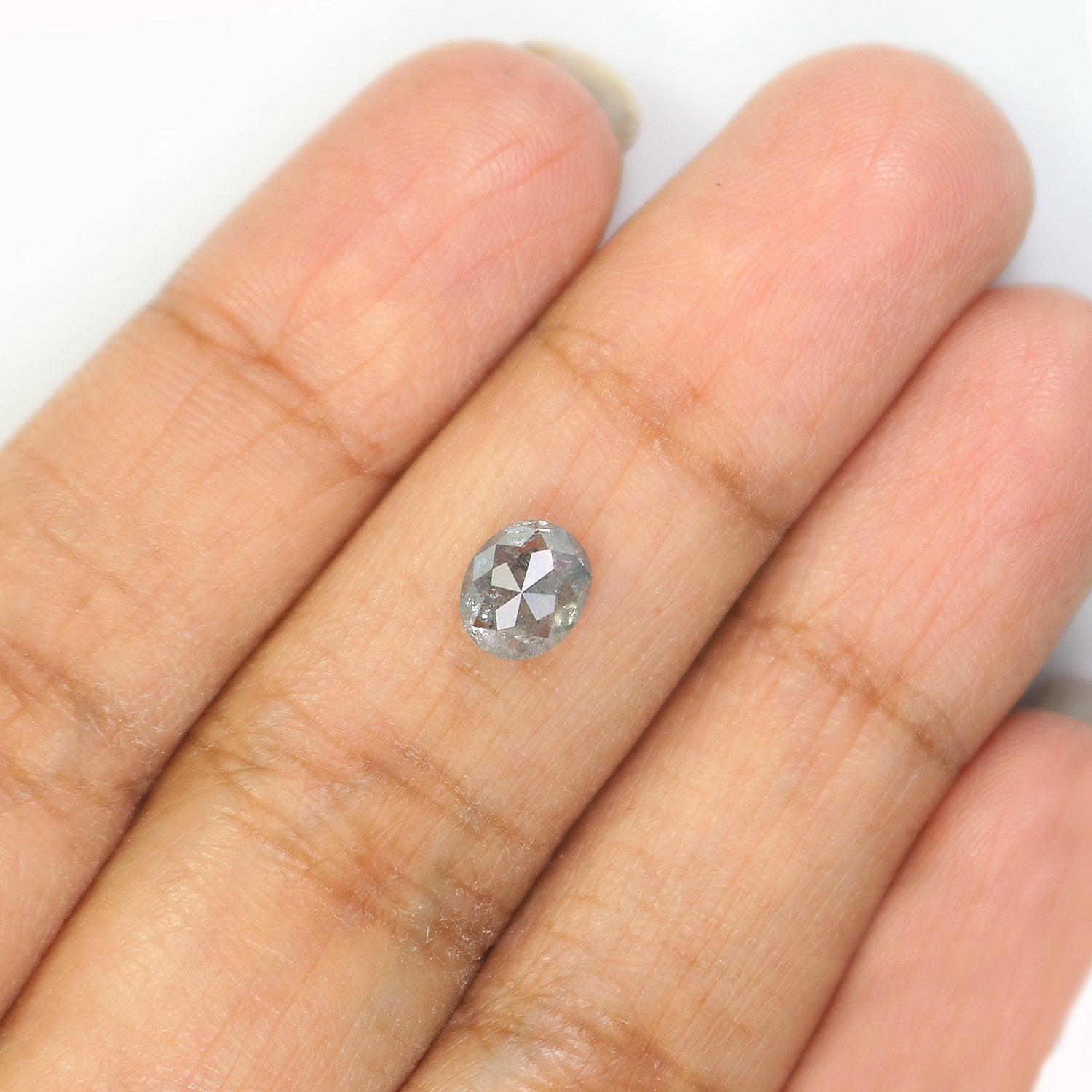 1.06 Ct Natural Loose Oval Shape Diamond Black Grey Color Oval Diamond 6.55 MM Natural Loose Salt And Pepper Oval Rose Cut Diamond LQ3316