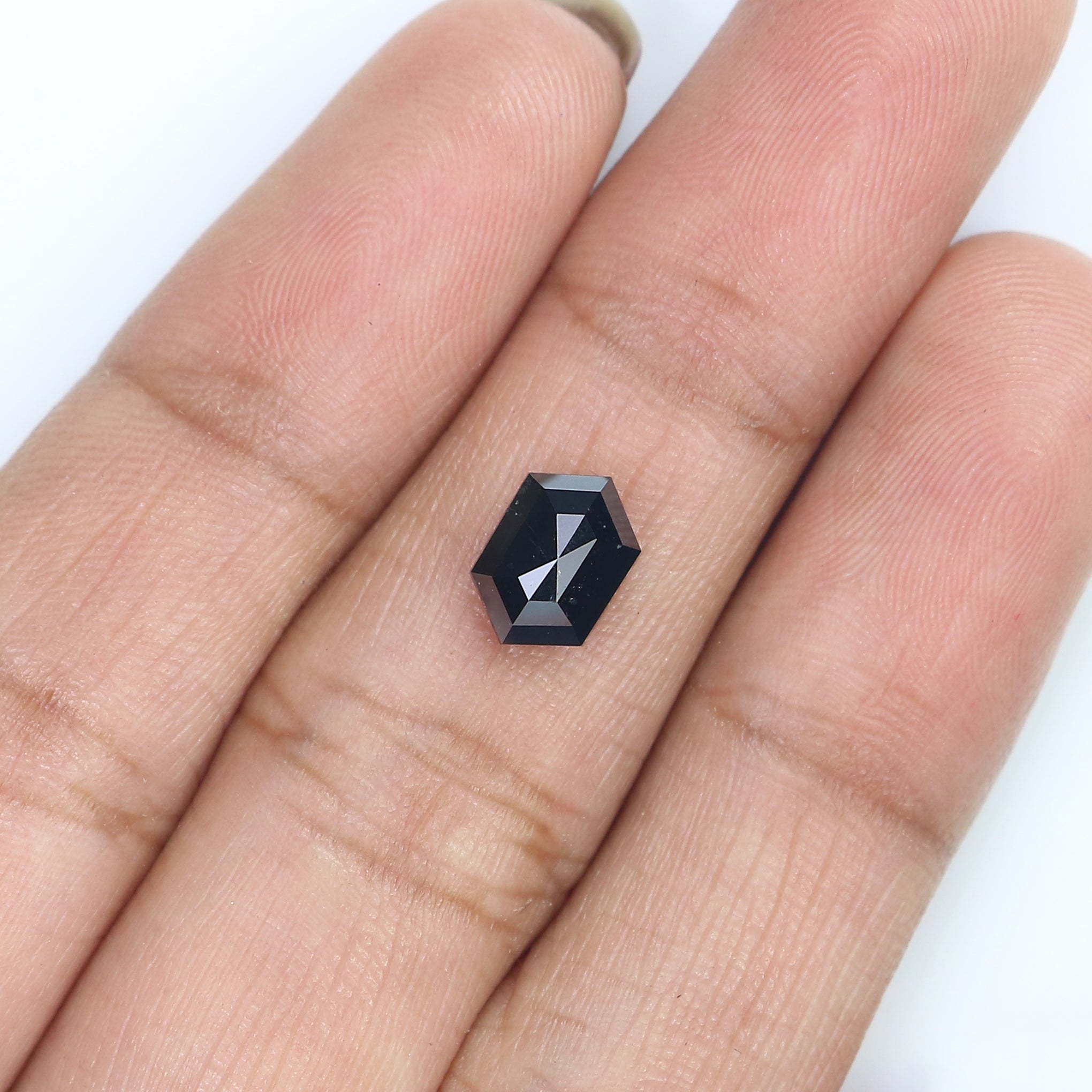 1.13 CT Natural Loose Hexagon Shape Diamond Black Hexagon Rose Cut Diamond 7.90 MM Natural Loose Black Color Hexagon Rose Cut Diamond QL9082