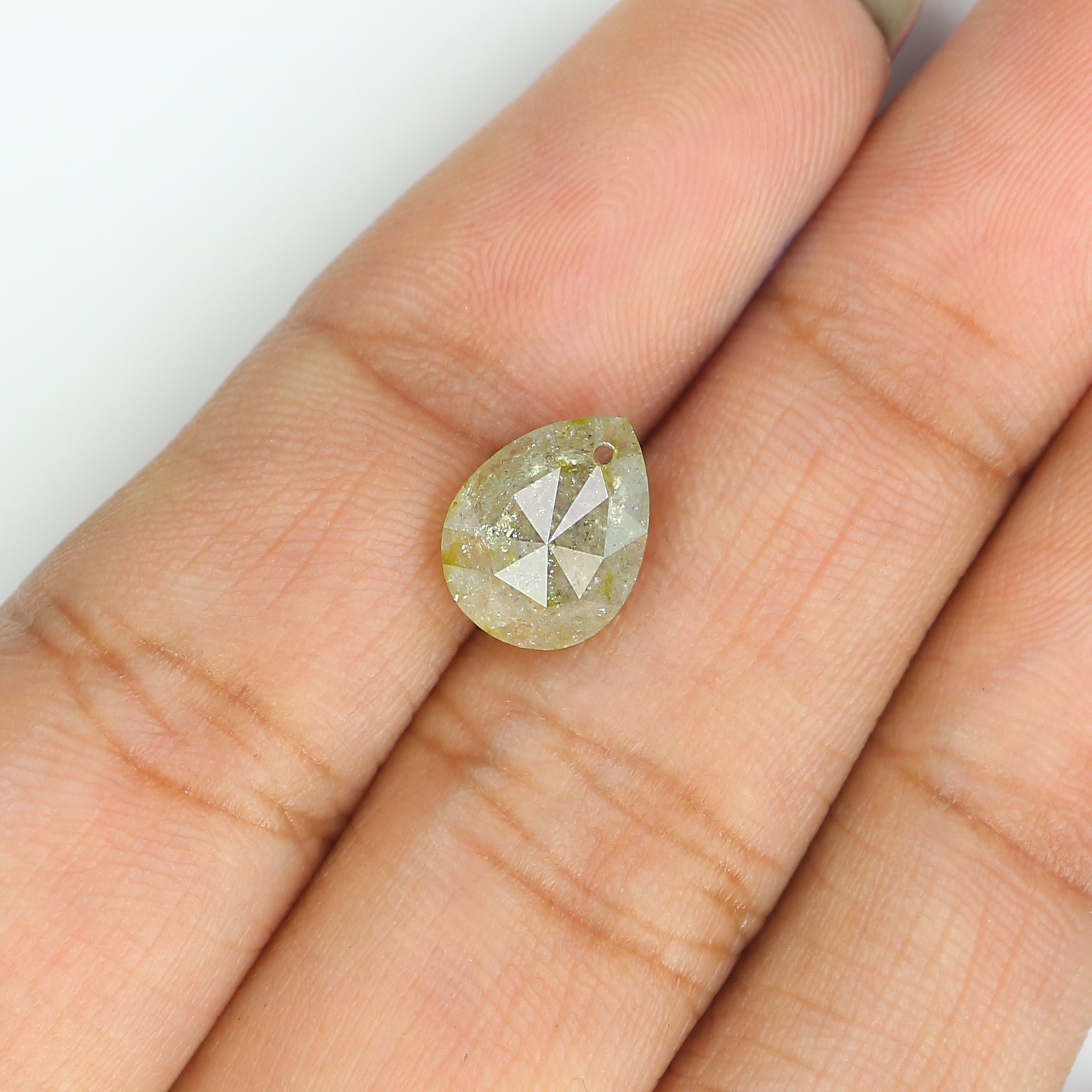 2.98 CT Natural Loose Pear Shape Diamond Yellow Grey Color Pear Cut Diamond 9.30 MM Natural Loose Diamond Pear Shape Rose Cut Diamond QL7462
