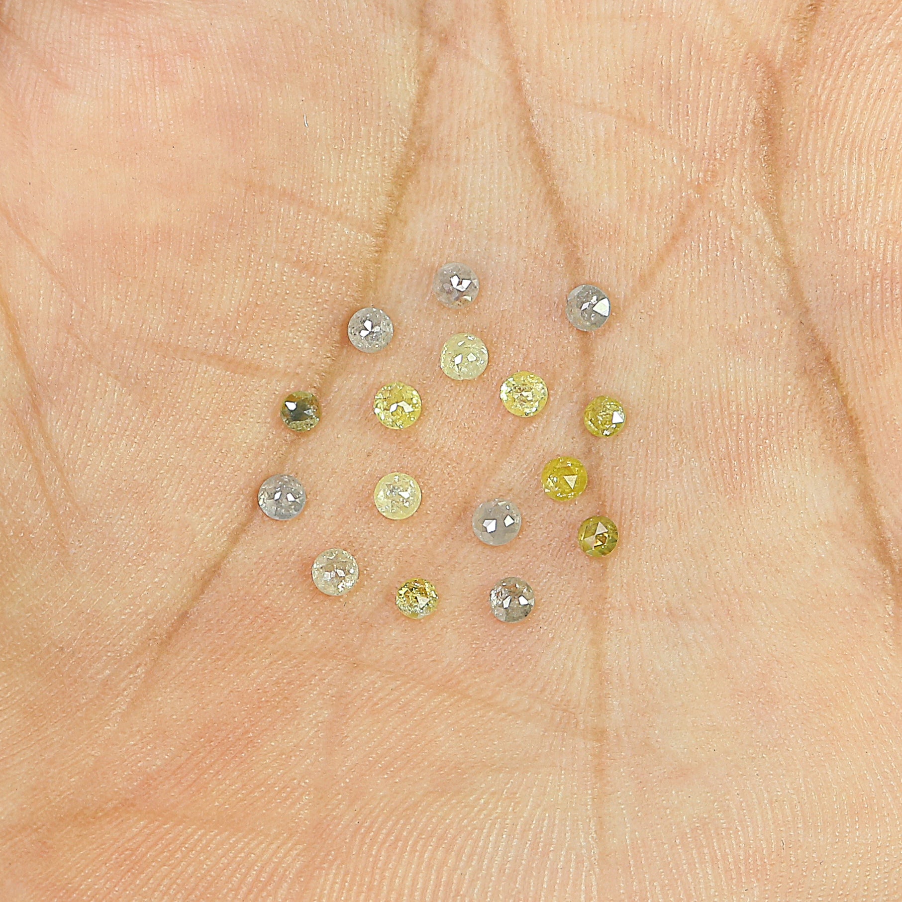1.15 CT Natural Loose Round Rose Cut Diamond Grey Color Round Shape Diamond 2.40 MM Natural Loose Yellow Color Round Rose Cut Diamond KQ2437