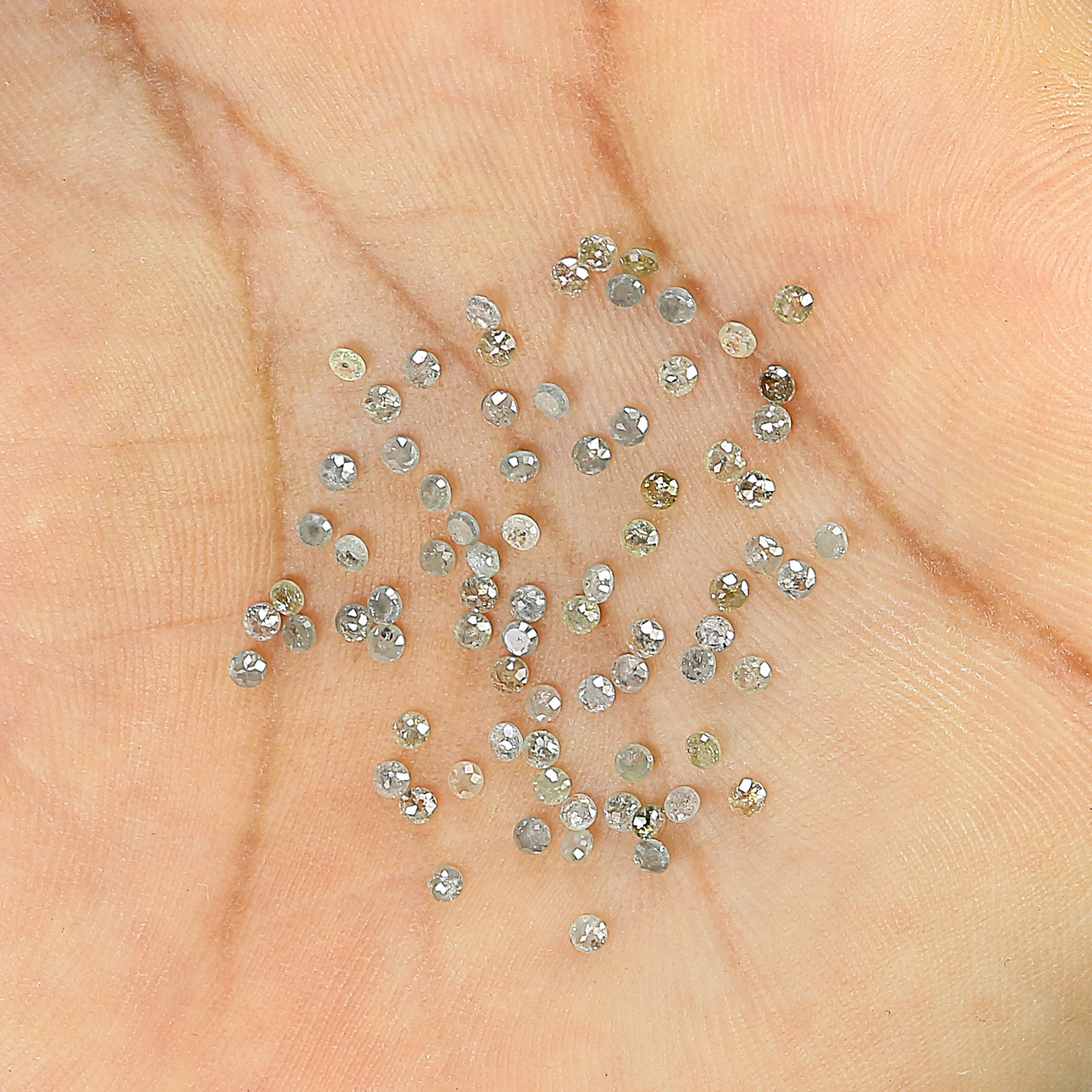 2.49 CT Natural Loose Round Rose Cut Diamond Grey Color Round Shape Diamond 1.80 MM Natural Loose Yellow Color Round Rose Cut Diamond LQ094