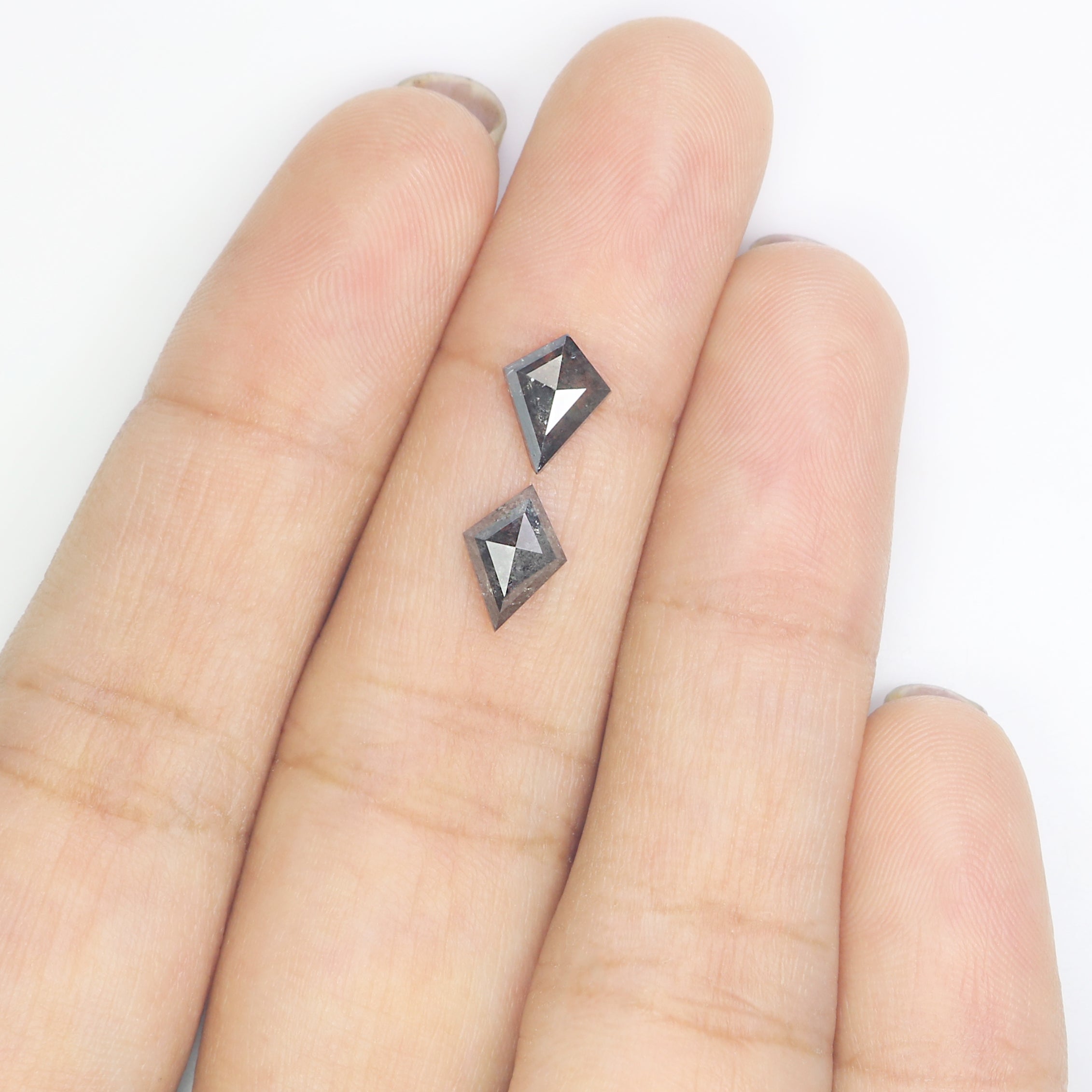 1.31 CT Natural Loose Kite Cut Pair Diamond Salt And Pepper Kite Diamond 8.15 MM Natural Loose Black Grey Color Kite Rose Cut Diamond L3444