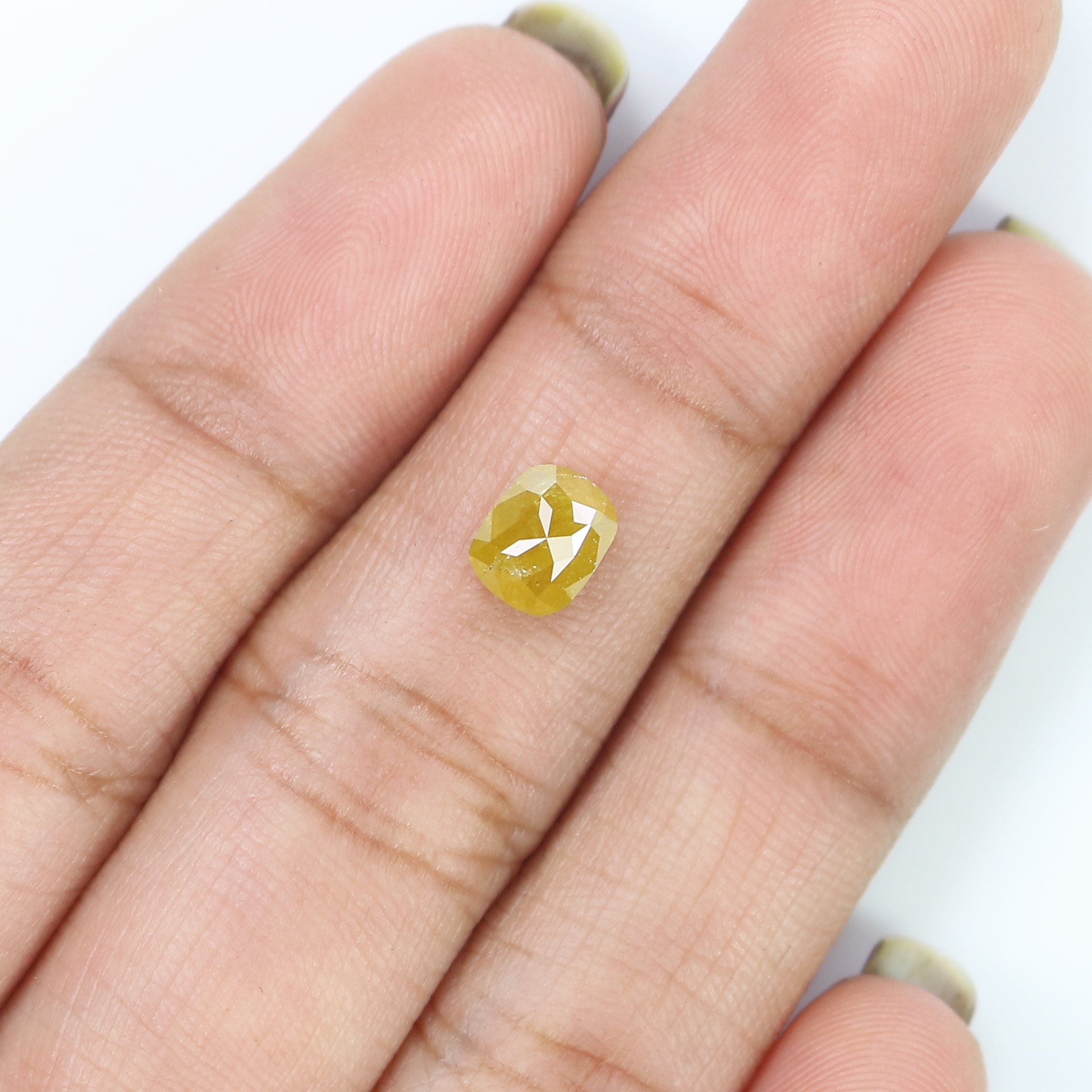 1.04 CT Natural Loose Cushion Shape Diamond Yellow Color Cushion Cut Diamond 6.15 MM Natural Yellow Diamond Cushion Rose Cut Diamond LQ9330