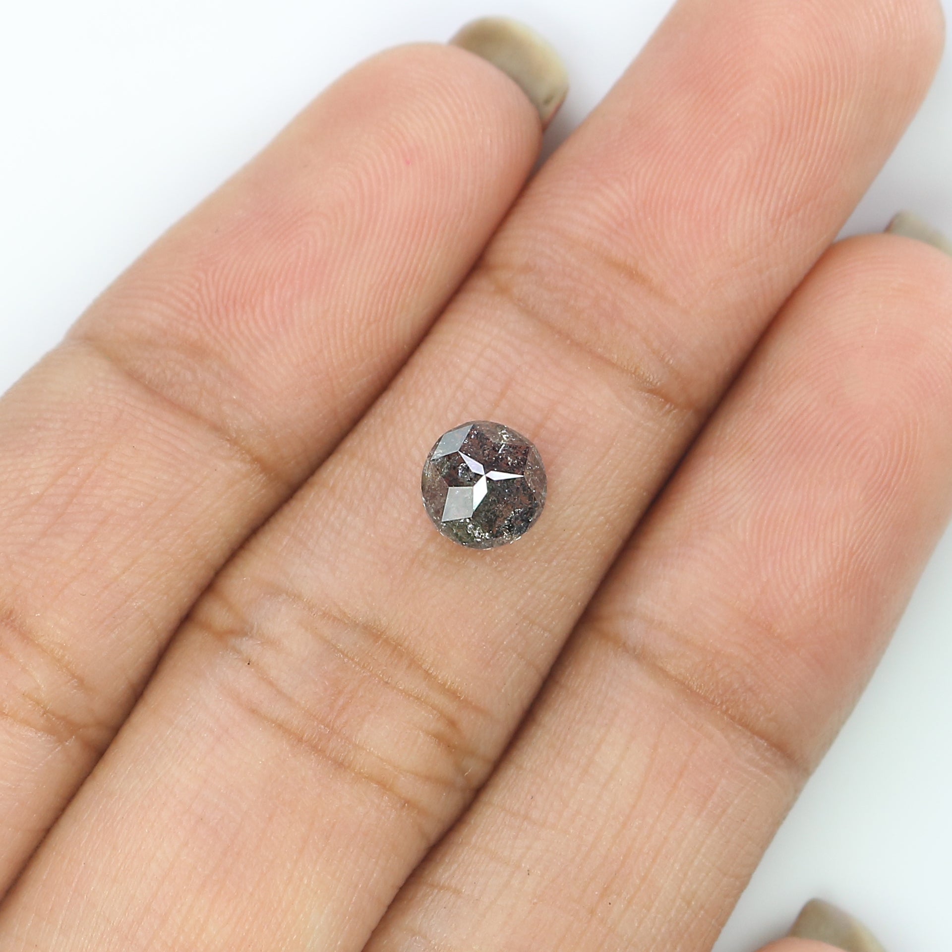 0.97 Ct Natural Loose Round Shape Diamond Salt And Pepper Round Diamond 5.85 MM Natural Loose Diamond Round Shape Rose Cut Diamond LQ2957