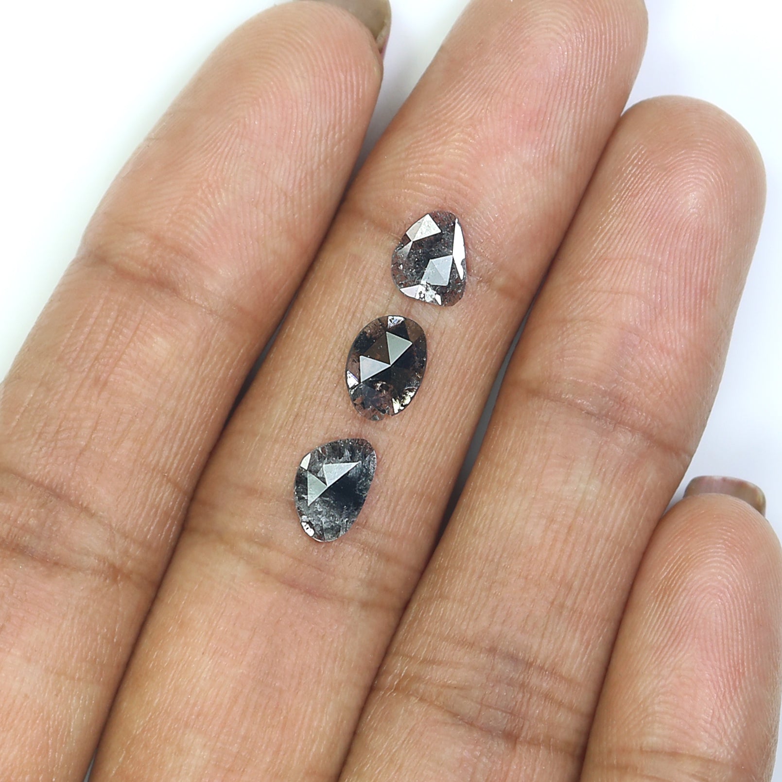 1.04 CT Natural Loose Slice Shape Diamond Salt And Pepper Slice Uncut Diamond 7.55 MM Natural Black Grey Diamond Irregular Cut Diamond L3544