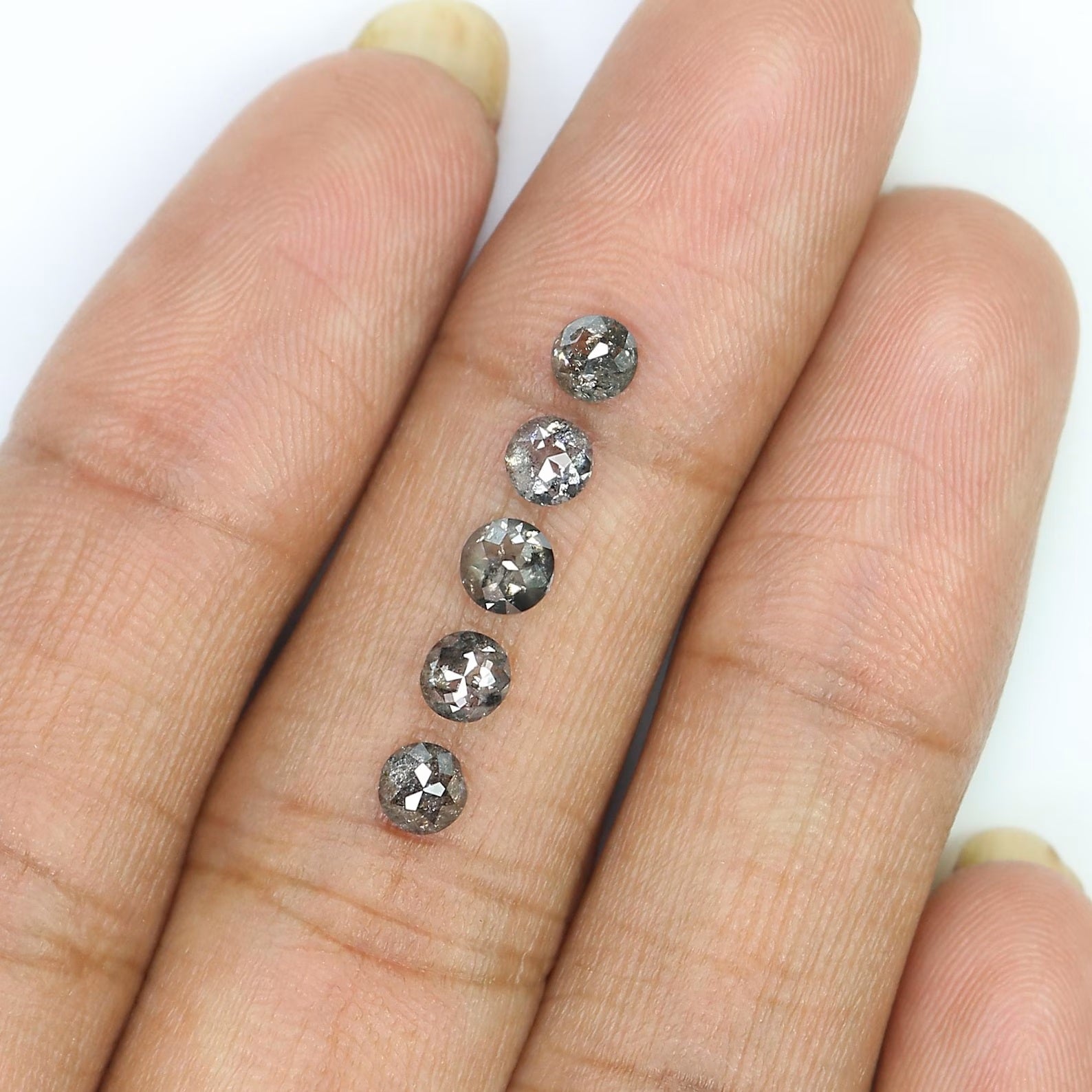 1.41 Ct Natural Loose Round Rose Cut Diamond Salt And Pepper Round Shape Diamond 3.75 MM Natural Black Grey Round Rose Cut Diamond NQ7663