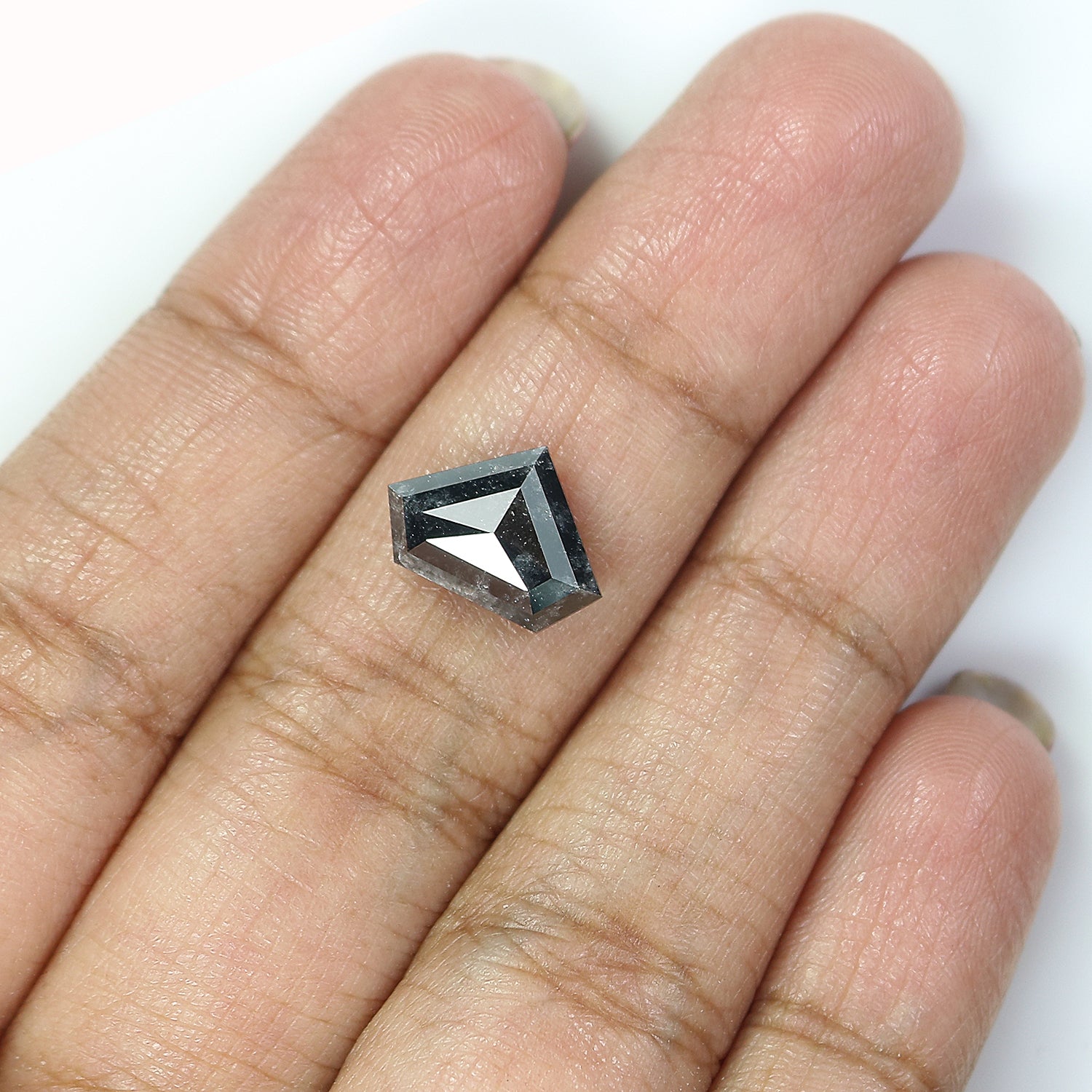 2.90 CT Natural Loose Shield Shape Diamond Salt And Pepper Shield Diamond 8.60 MM Natural Loose Black Color Shield Rose Cut Diamond QL1035