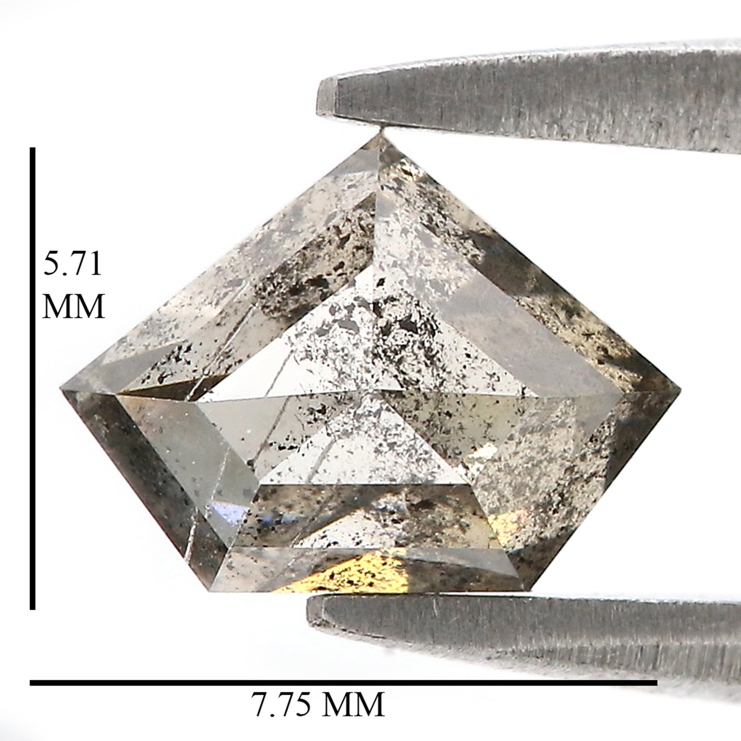 1.04 CT Natural Loose Shield Shape Diamond Salt And Pepper Shield Diamond 5.70 MM Natural Loose Black Color Shield Rose Cut Diamond QL9520