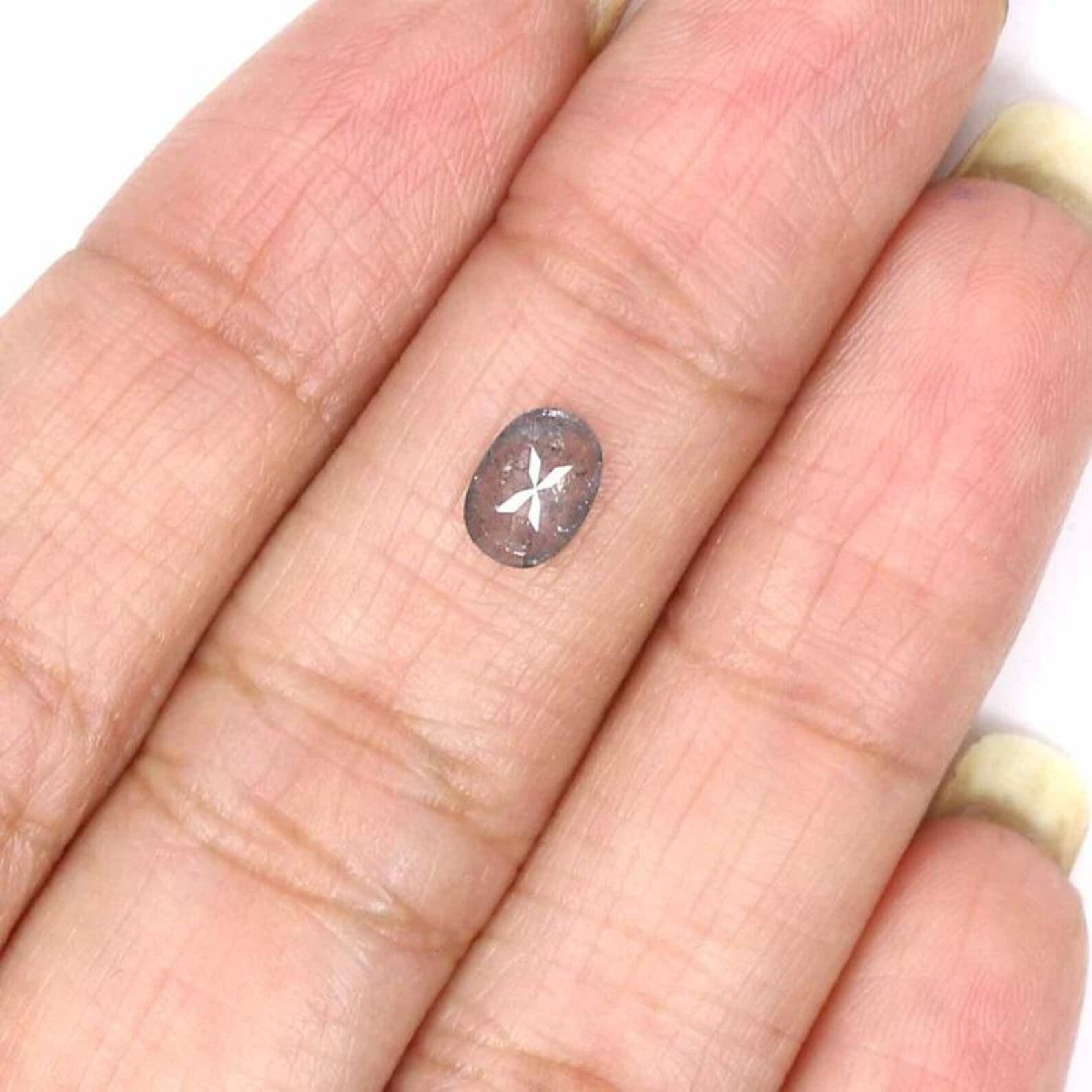 0.51 CT Natural Loose Oval Shape Diamond Salt And Pepper Oval Diamond 6.40 MM Natural Loose Black Grey Color Oval Rose Cut Diamond NQ9173