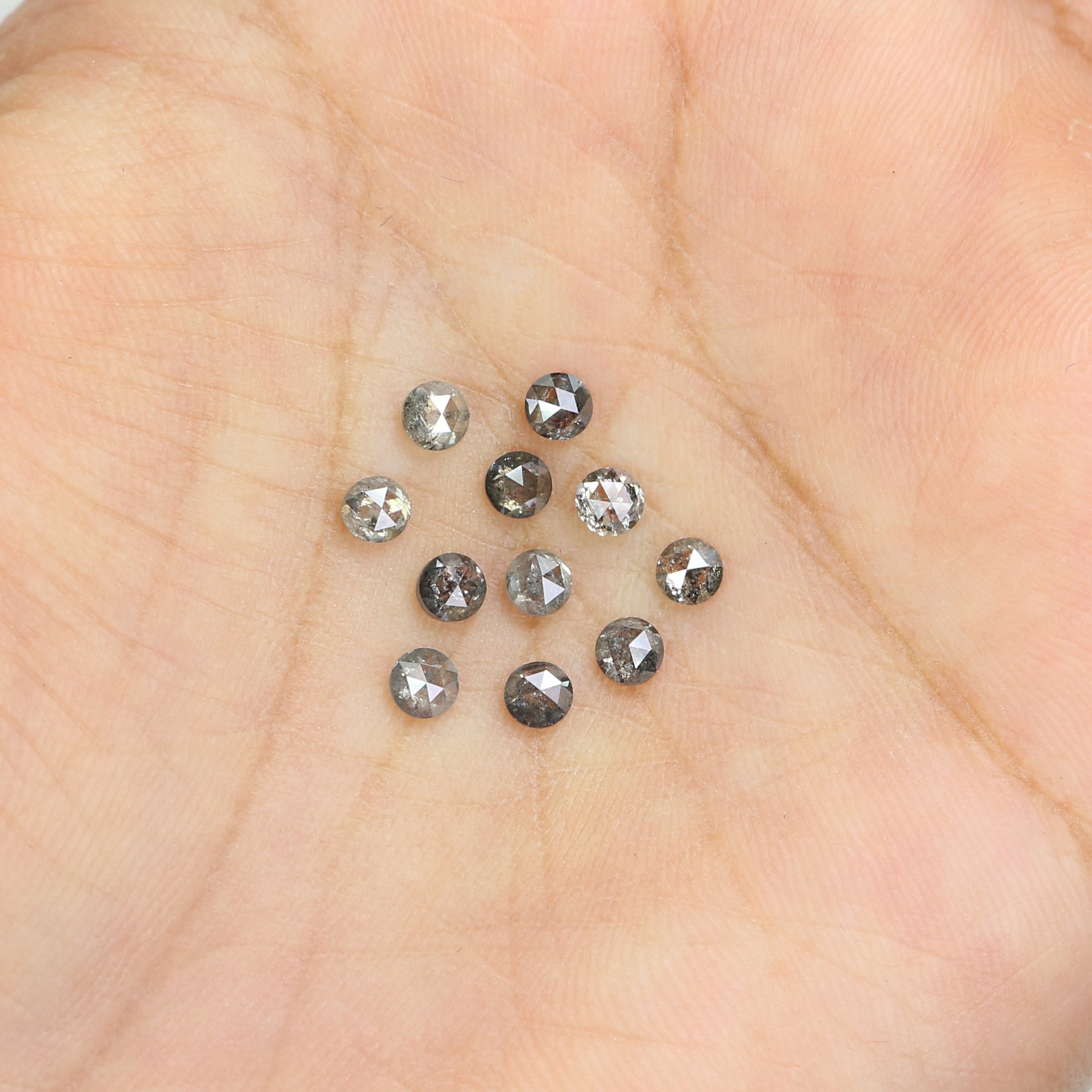 1.48 Ct Natural Loose Round Rose Cut Diamond Salt And Pepper Round Shape Diamond 2.95 MM Natural Black Grey Round Rose Cut Diamond LQ2825
