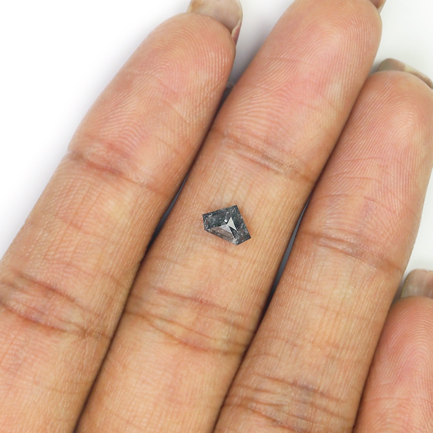 0.50 CT Natural Loose Shield Shape Diamond Salt And Pepper Shield Diamond 4.40 MM Natural Black Grey Color Shield Rose Cut Diamond N2664